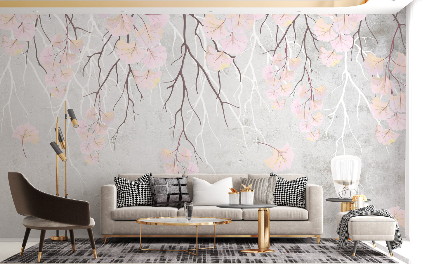 Hanging pink flowers Wallpaper Mural