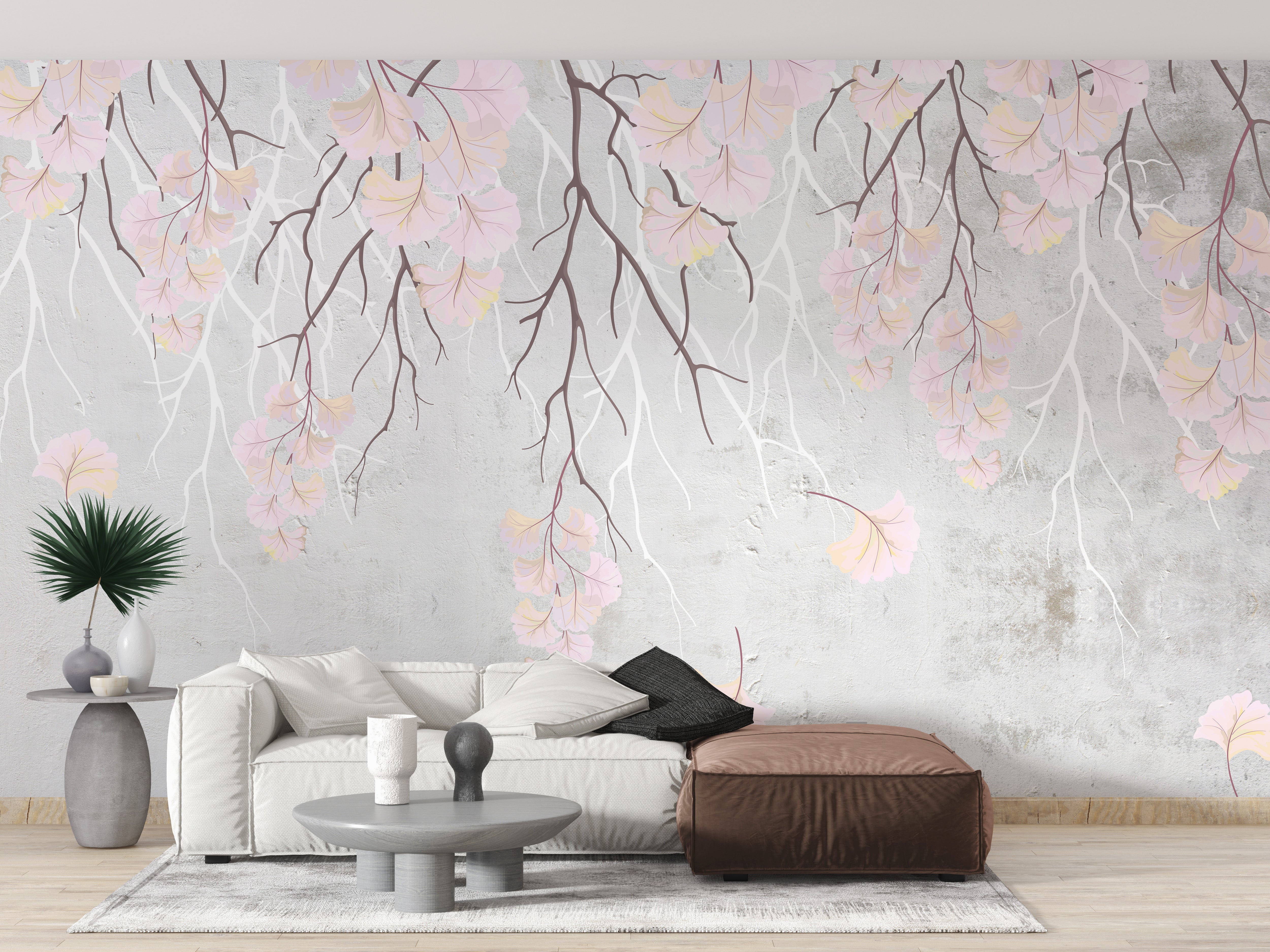 Hanging pink flowers Wallpaper Mural