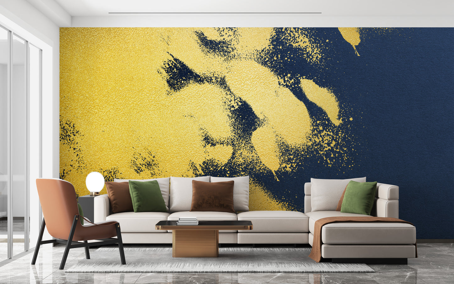 Golden Colour Brush Strokes Wallpaper Mural