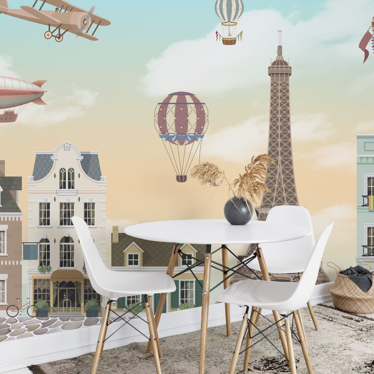 Children Room Eiffel Tower City Wallpaper Mural