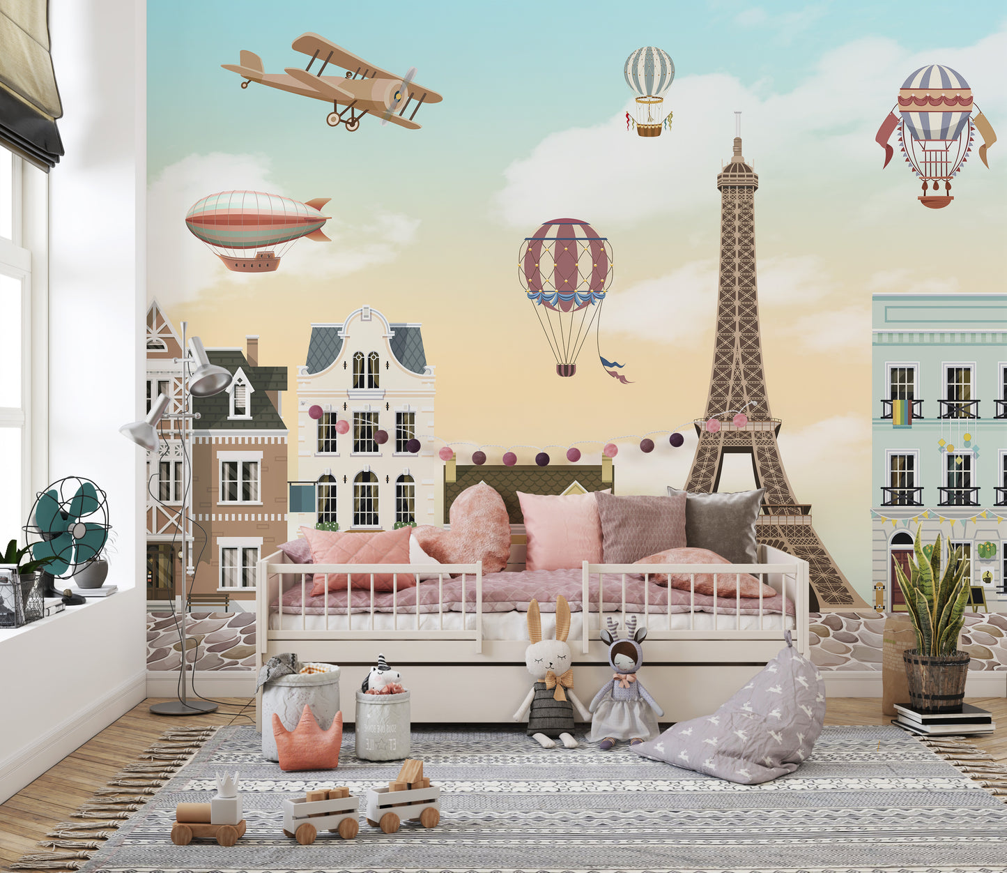 Children Room Eiffel Tower City Wallpaper Mural