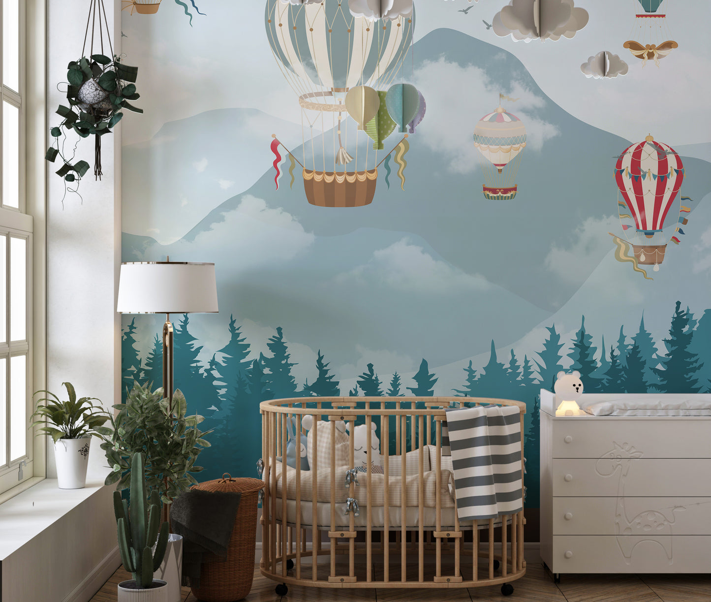 Jolly Hot Air Balloons Kids Room Wallpaper Mural