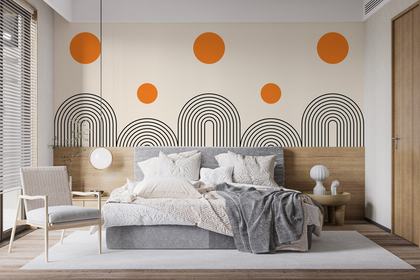 Geometric Boho Art Line Wallpaper Mural