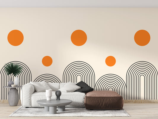 Geometric Boho Art Line Wallpaper Mural