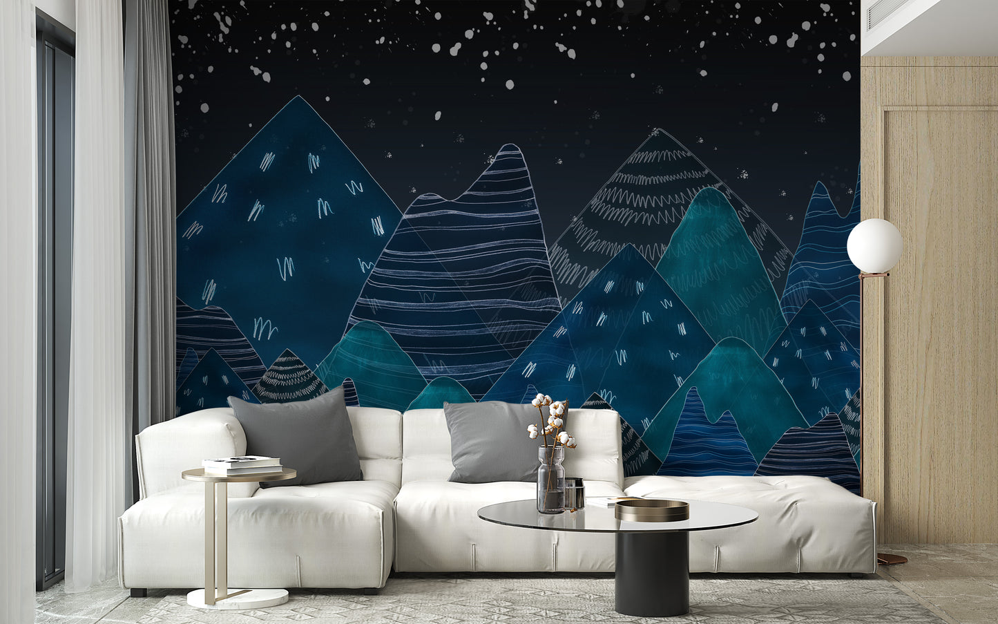 Deep Night Lofty Hills Landscape Kids Wall Mural