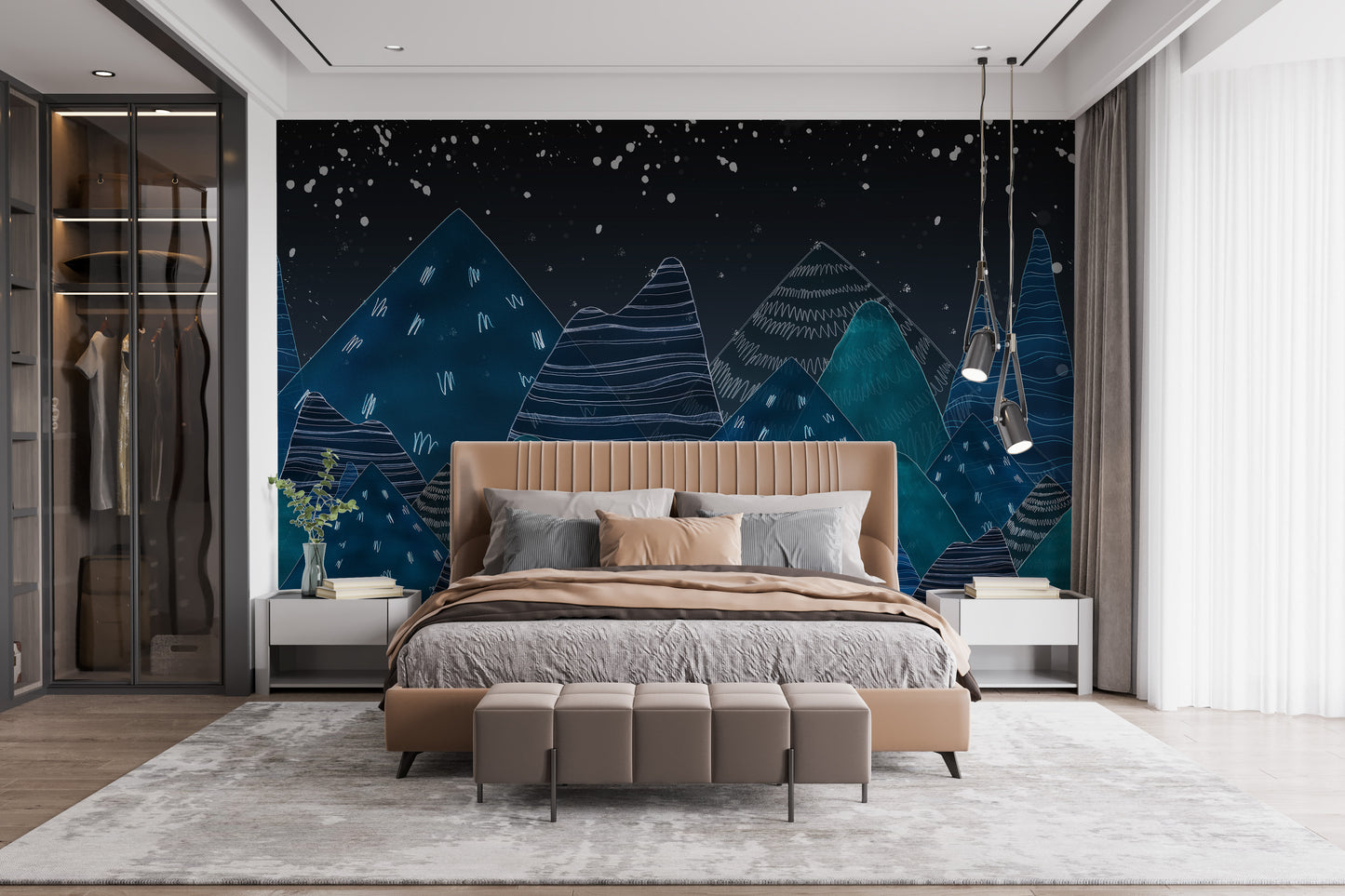 Deep Night Lofty Hills Landscape Kids Wall Mural