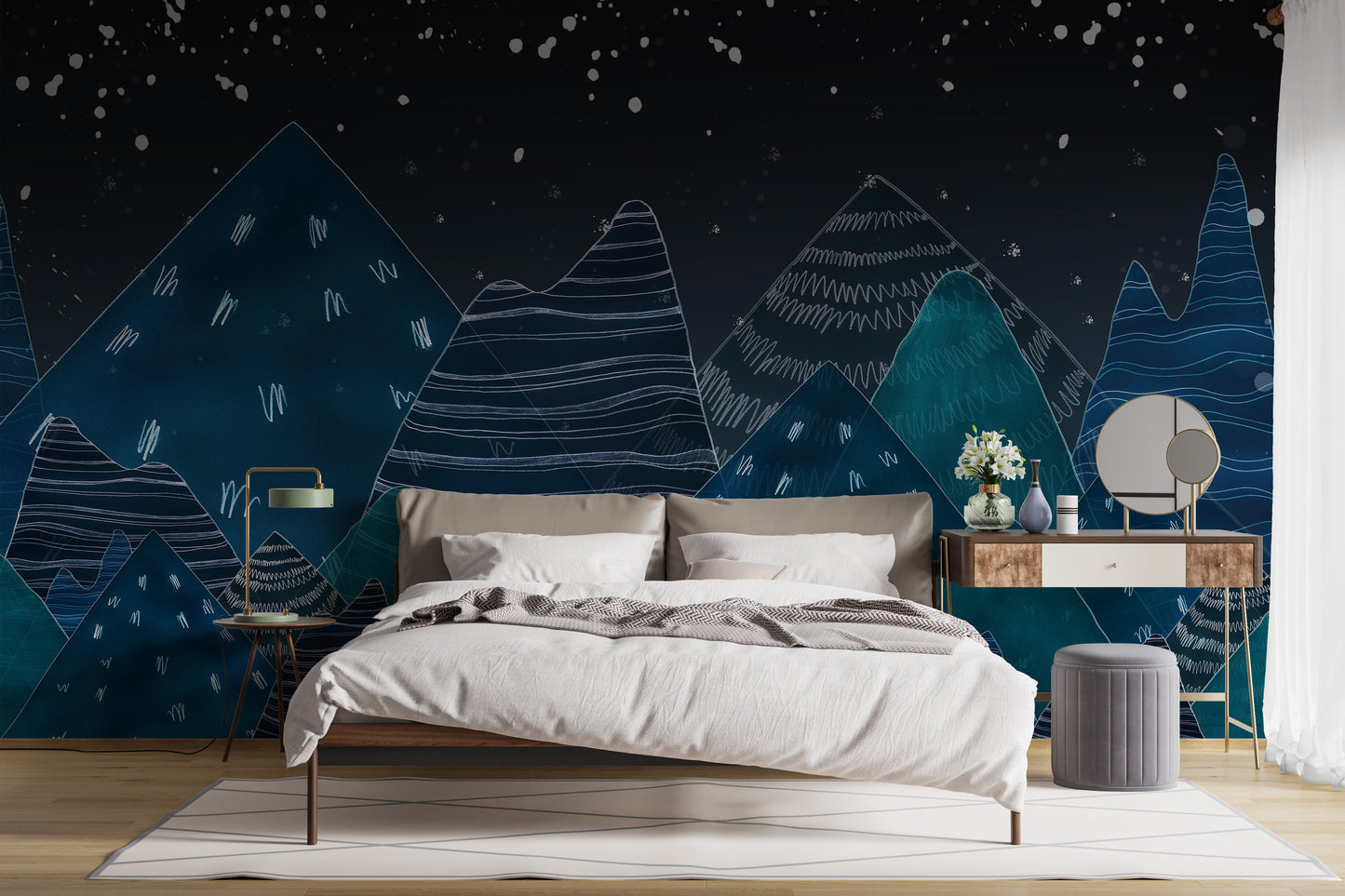 Deep Night Lofty Hills Landscape Kids Wall Mural