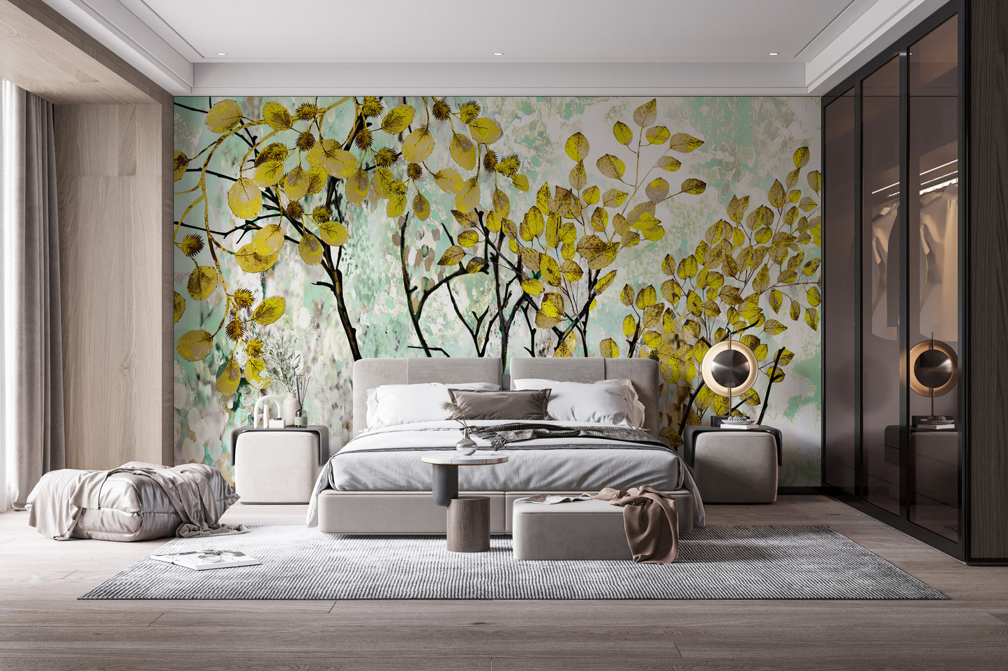 Yellow Oil Painting Canvas Effect Flower Wall Mural