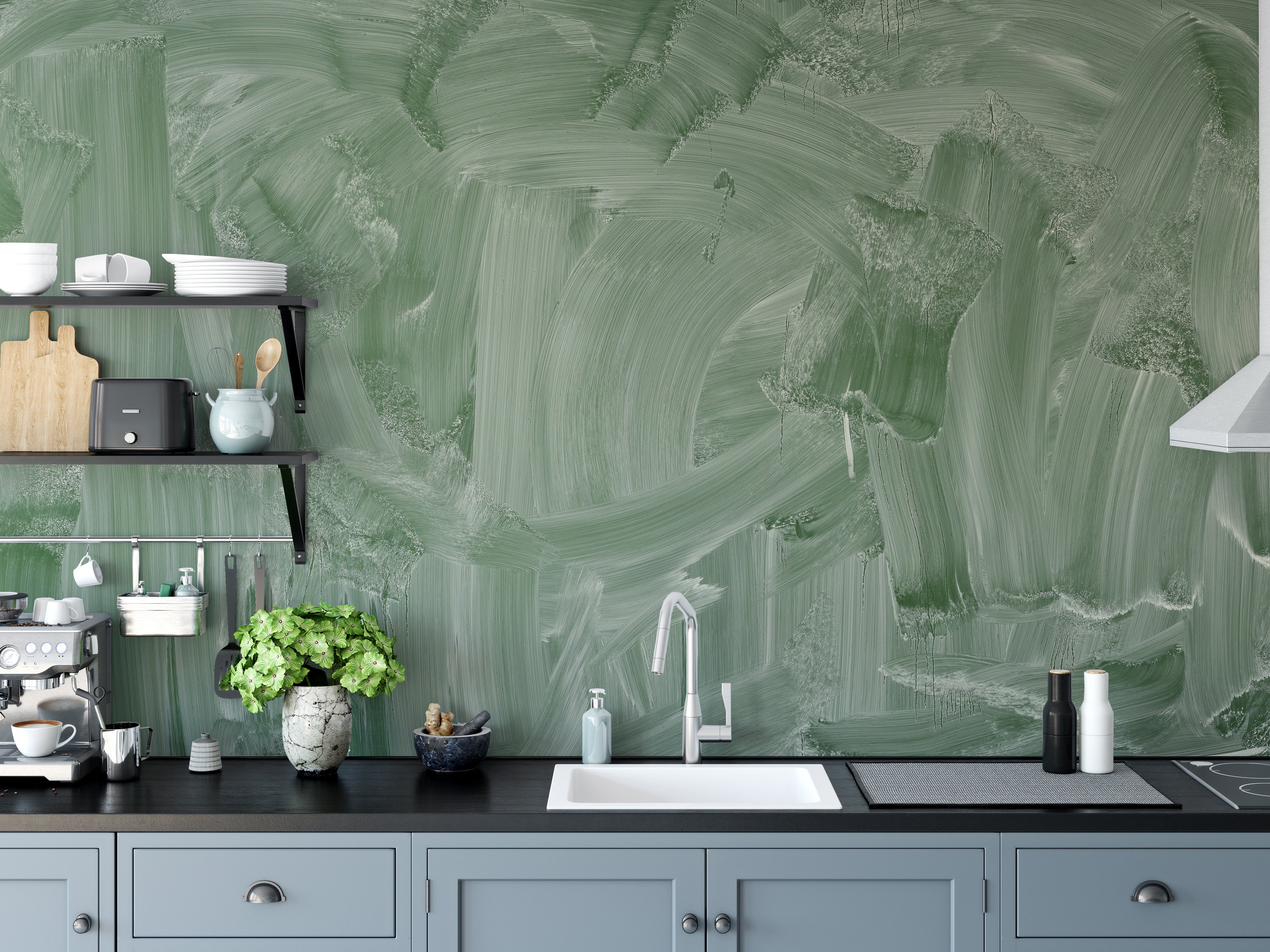 Smudge green board wallpaper mural design