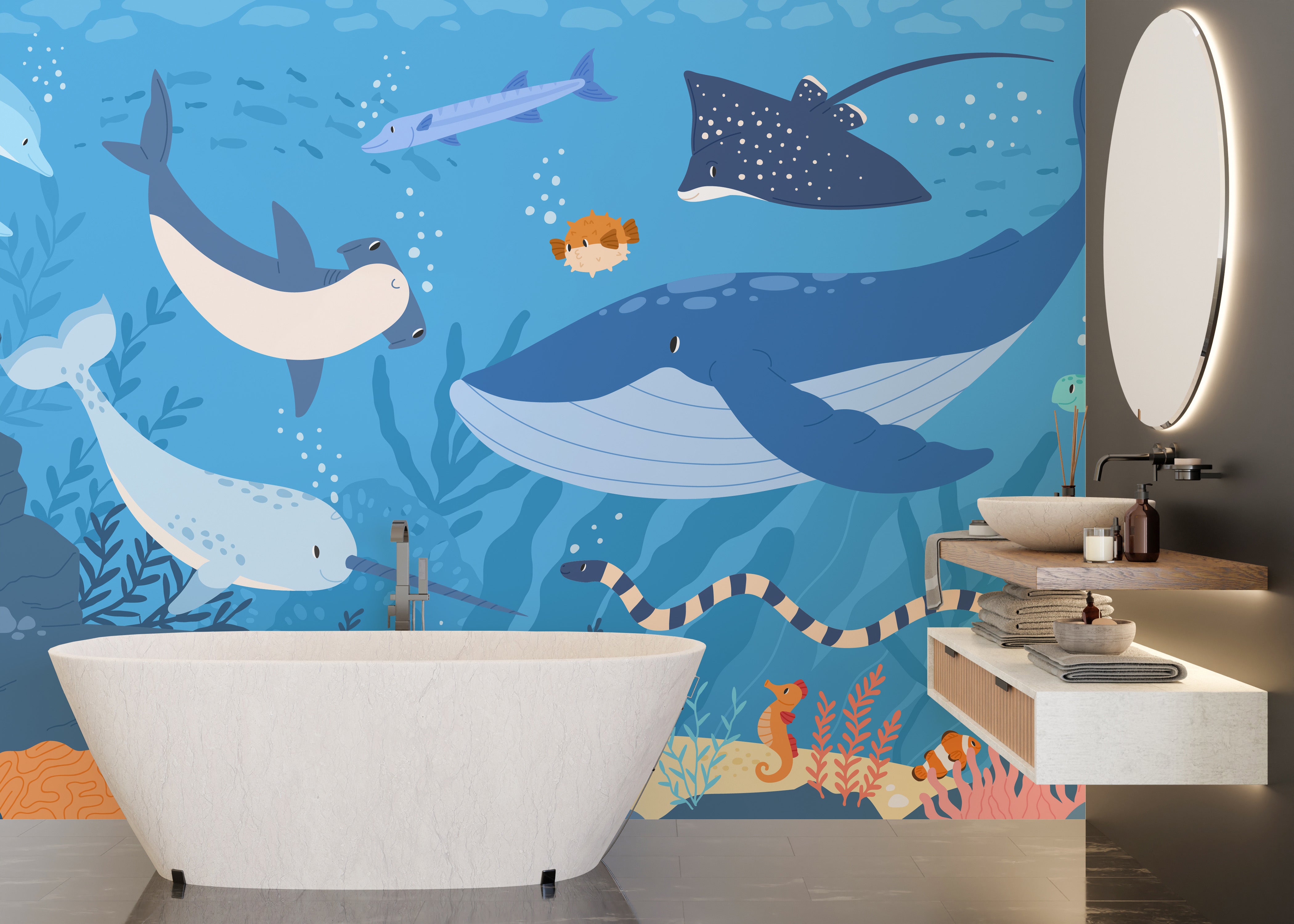 Fish and marine life wallpaper for rooms