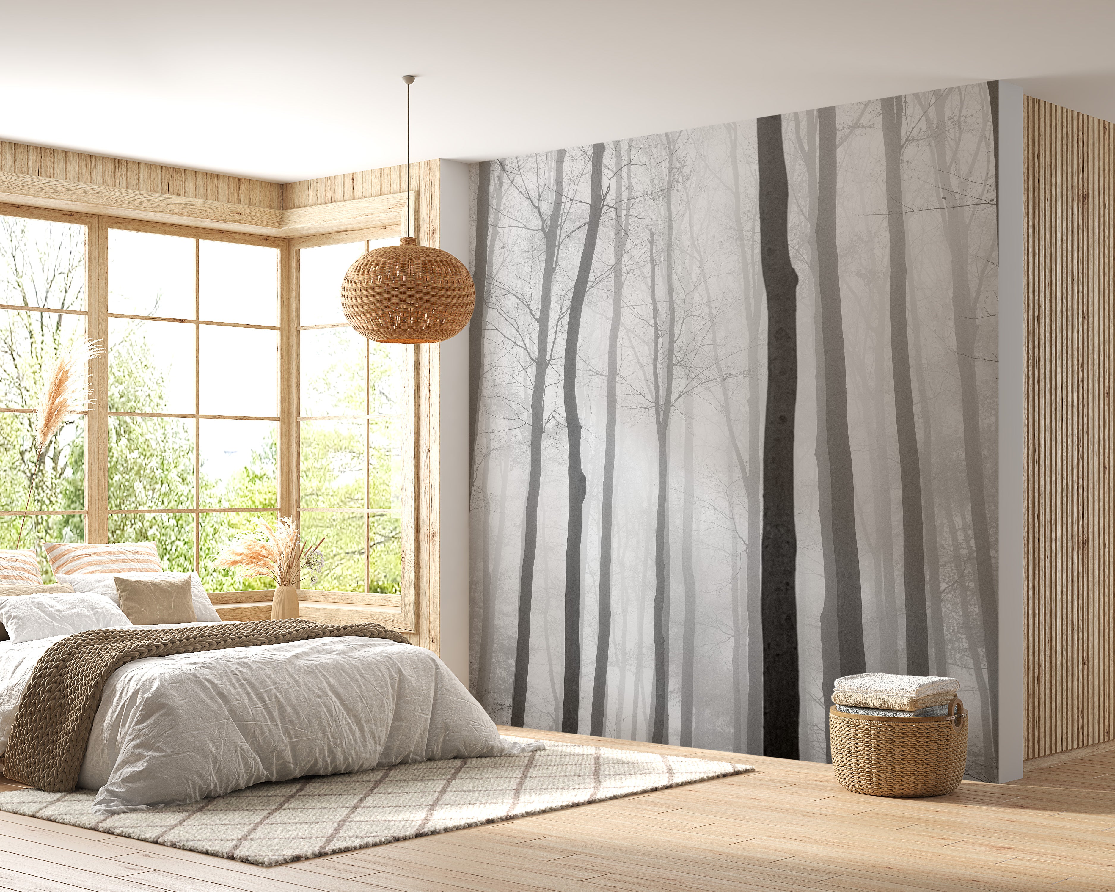 Foggy Halloween jungle wallpaper mural for interiors