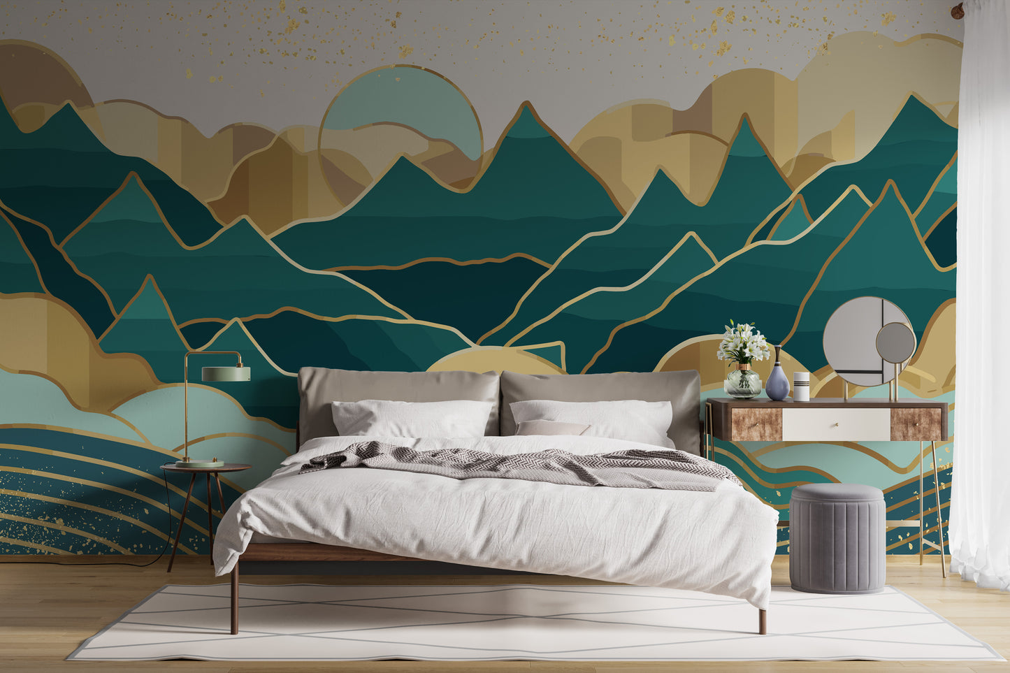 Golden Green Handmade Mount 3D Wallpaper Mural