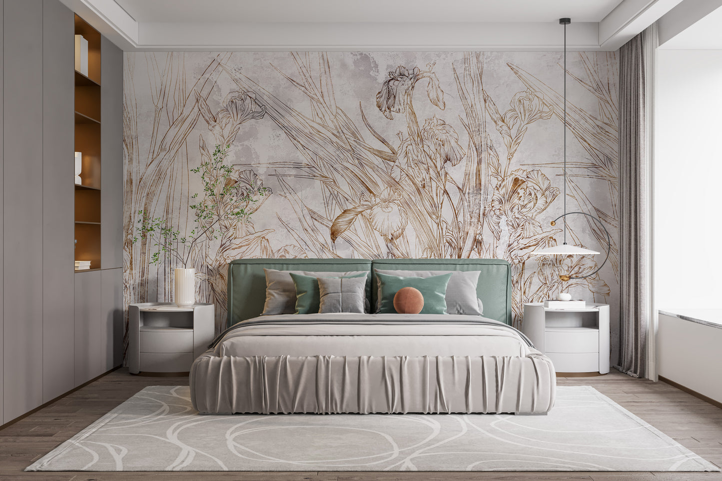 Irises floral pattern wallpaper Mural