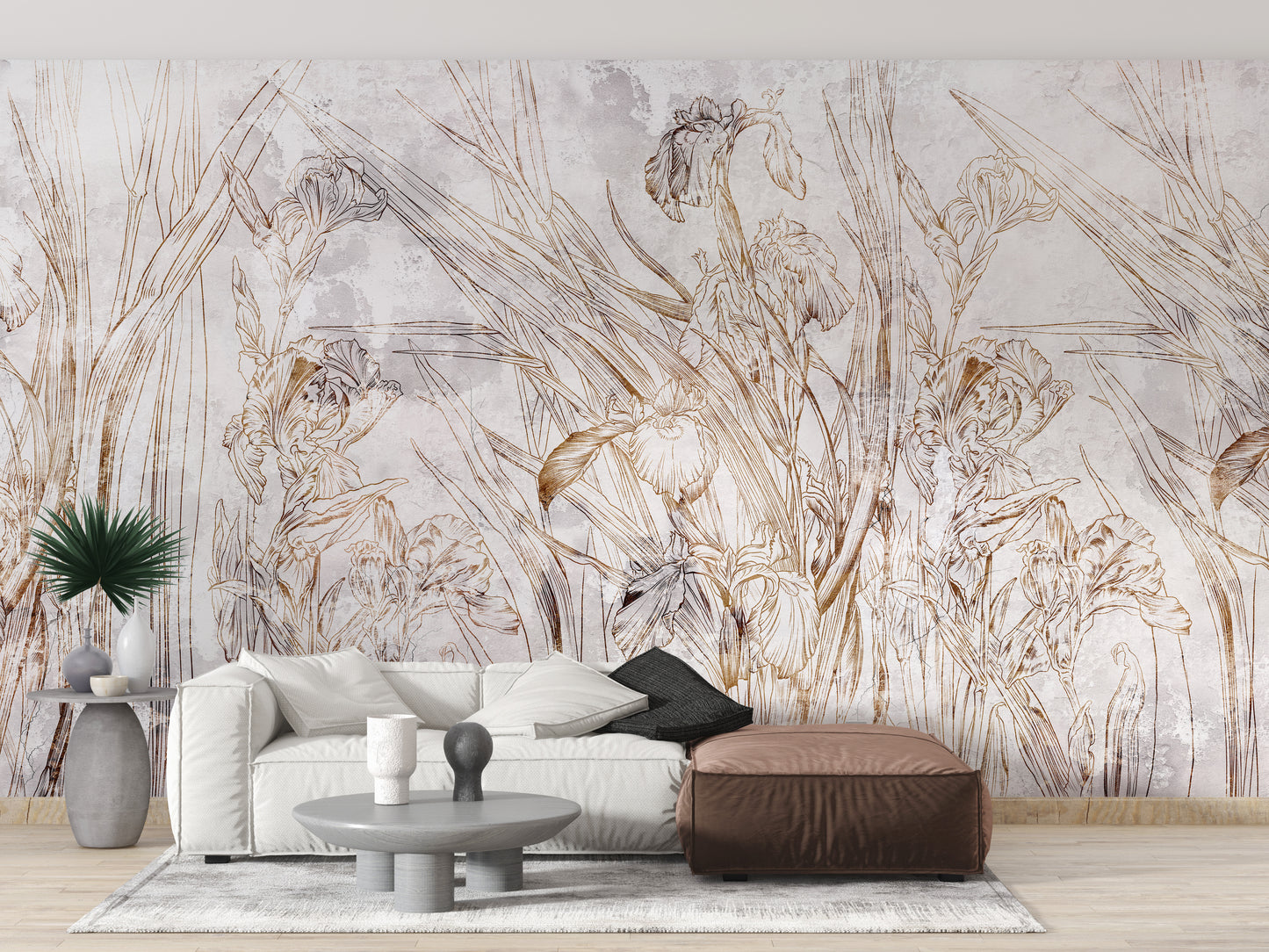 Irises floral pattern wallpaper Mural