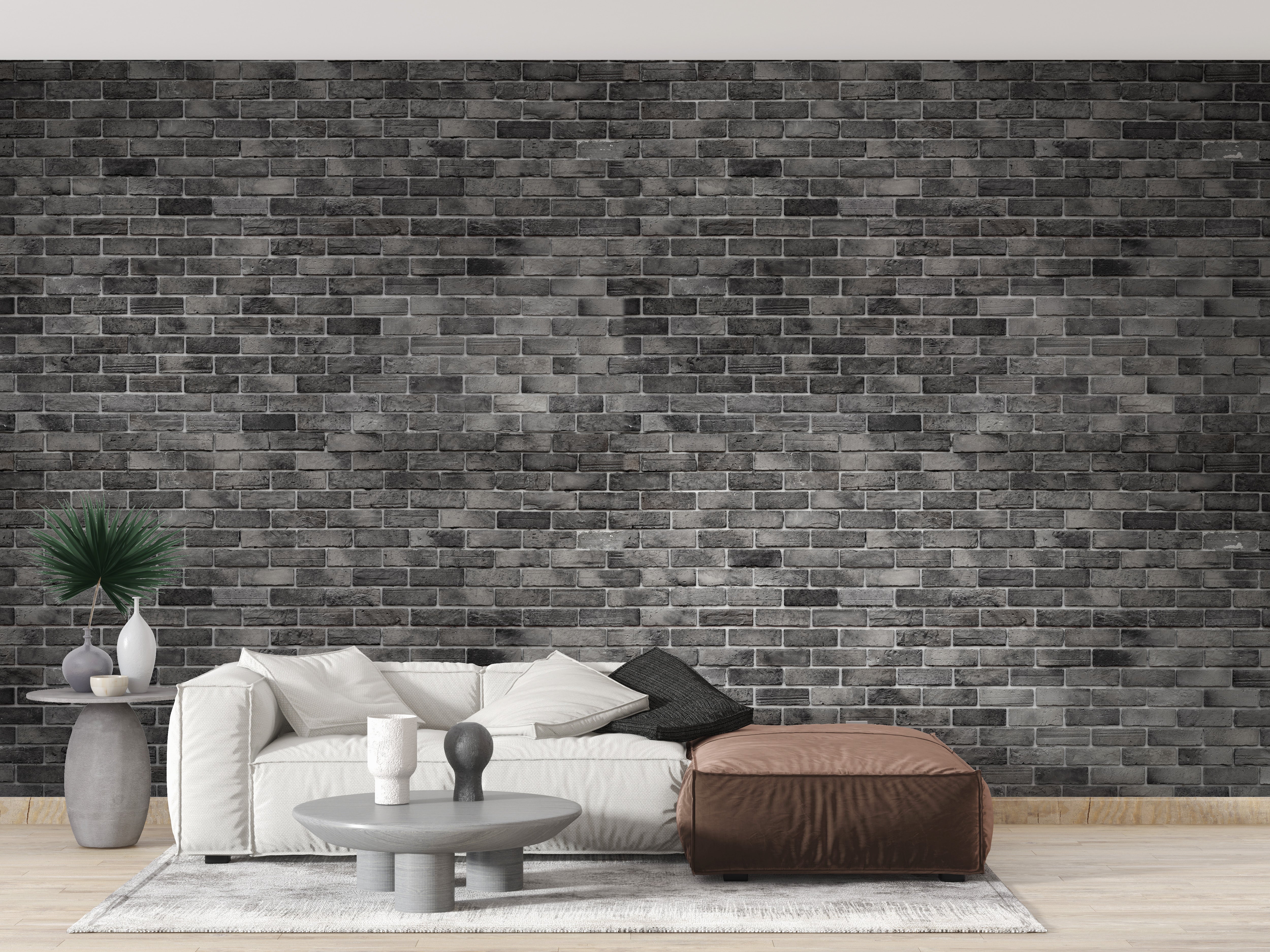 Dark grey brick wall mural for interiors