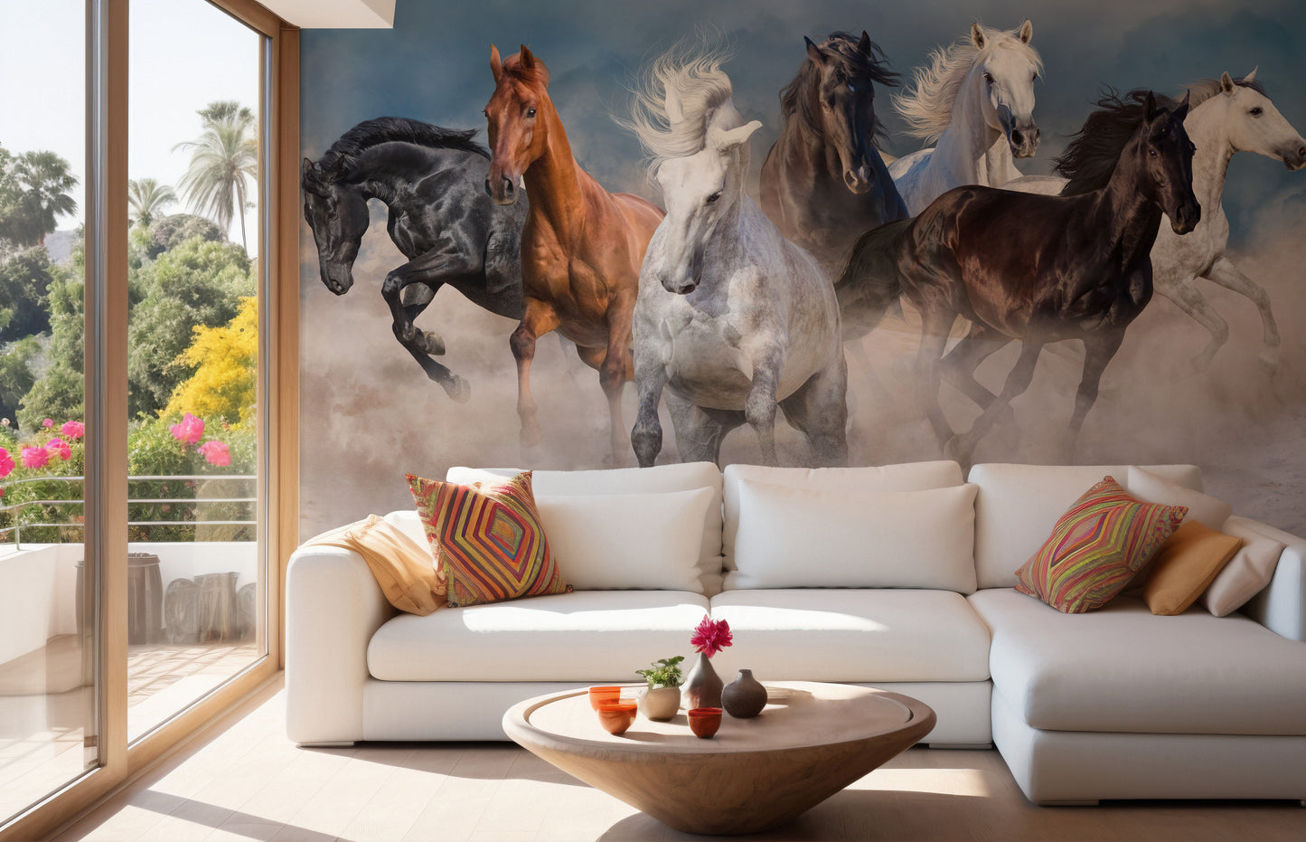 Stormy Running Horse Desert Wallpaper Mural