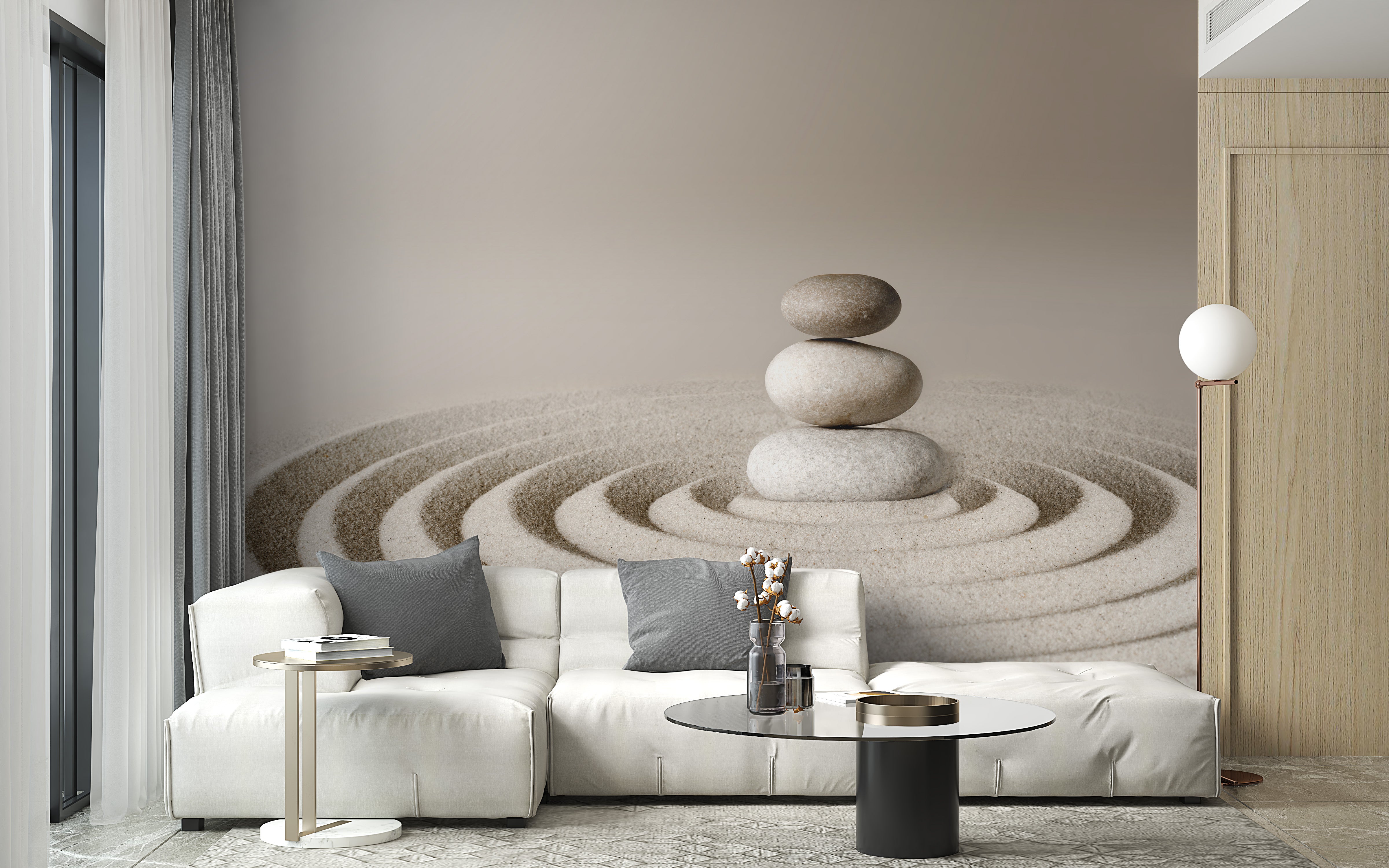 Calming spa stone mural for tranquil spaces
