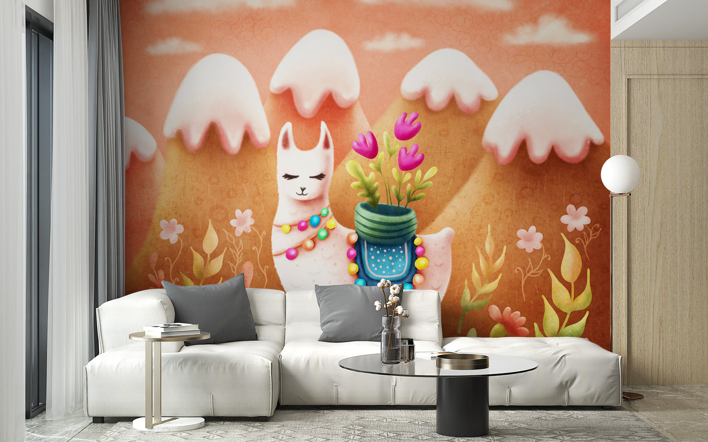 Wander Lama Dusty Mountains Wallpaper Mural