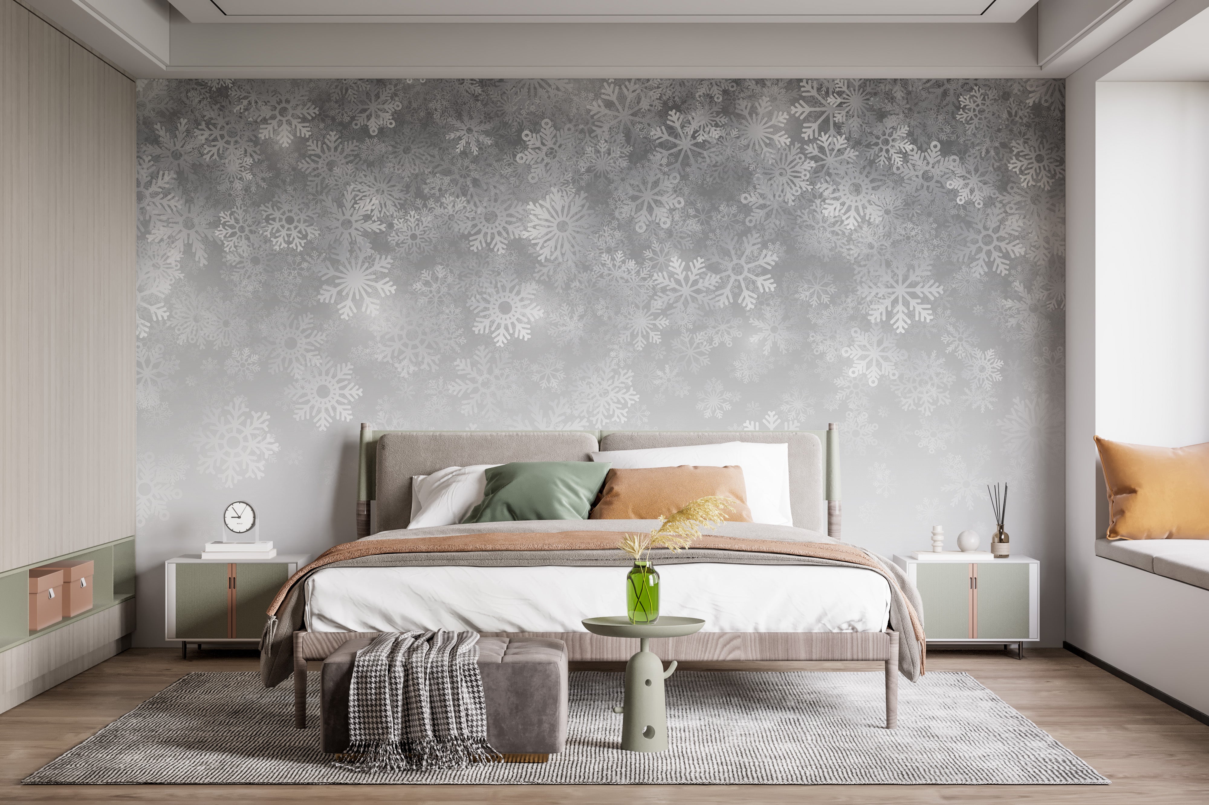 Frosted snowflake wallpaper for wintry elegance
