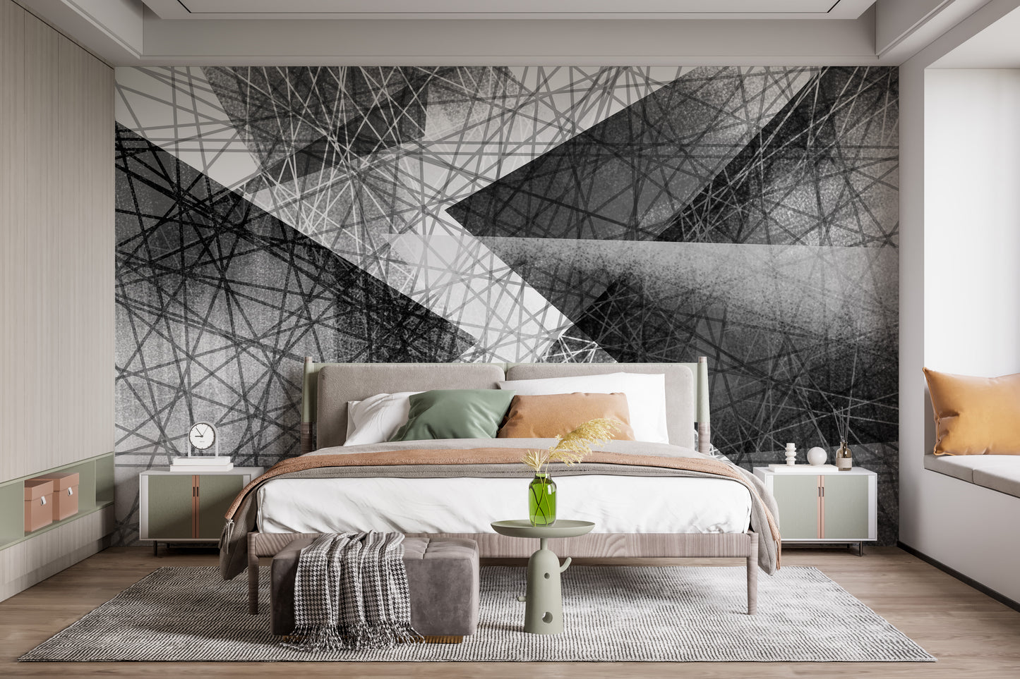 Black & White Monochrome Geometric Art Wallpaper