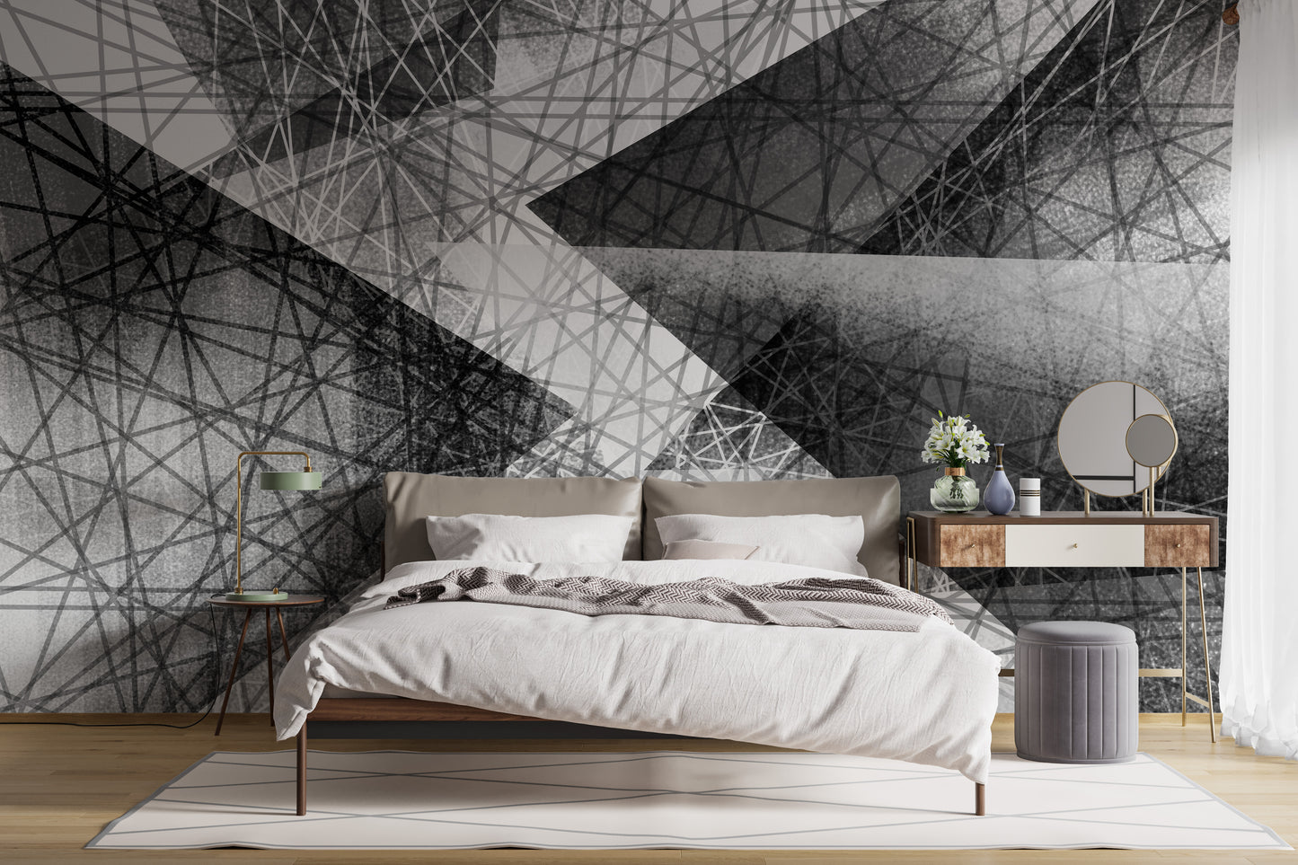 Black & White Monochrome Geometric Art Wallpaper