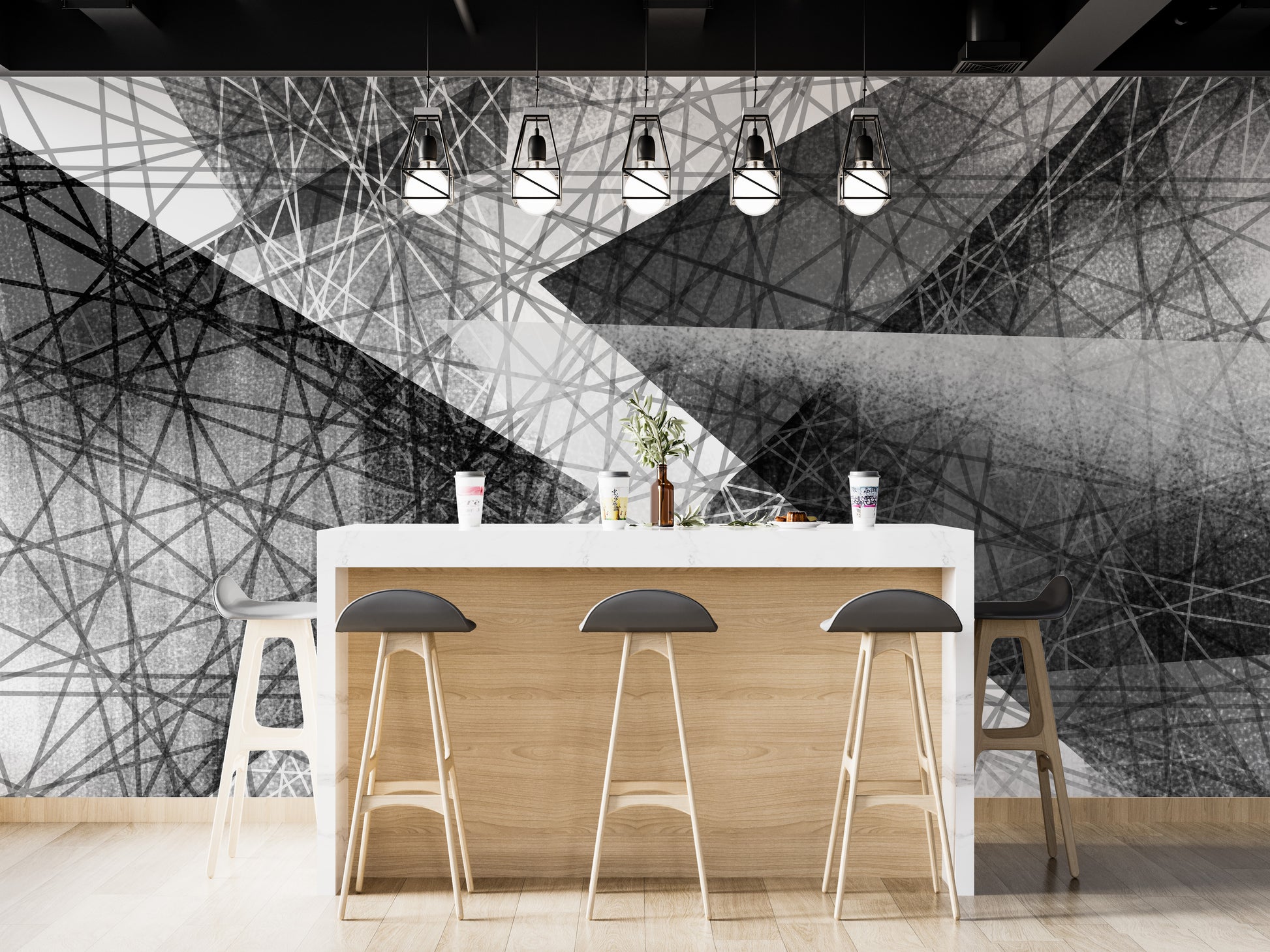 Stylish geometric wallpaper in monochrome tones
