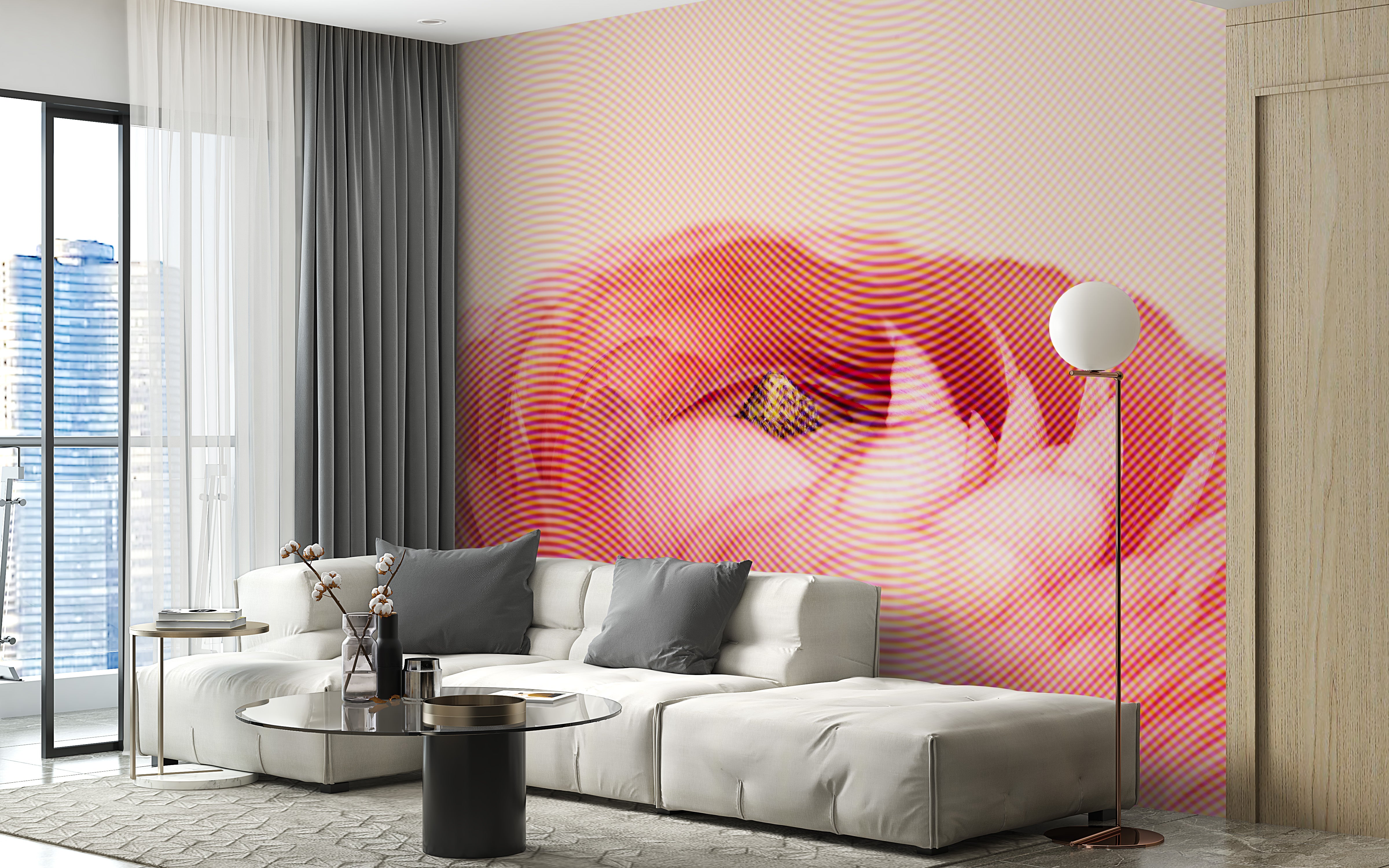 Sophisticated floral mural featuring red roses
