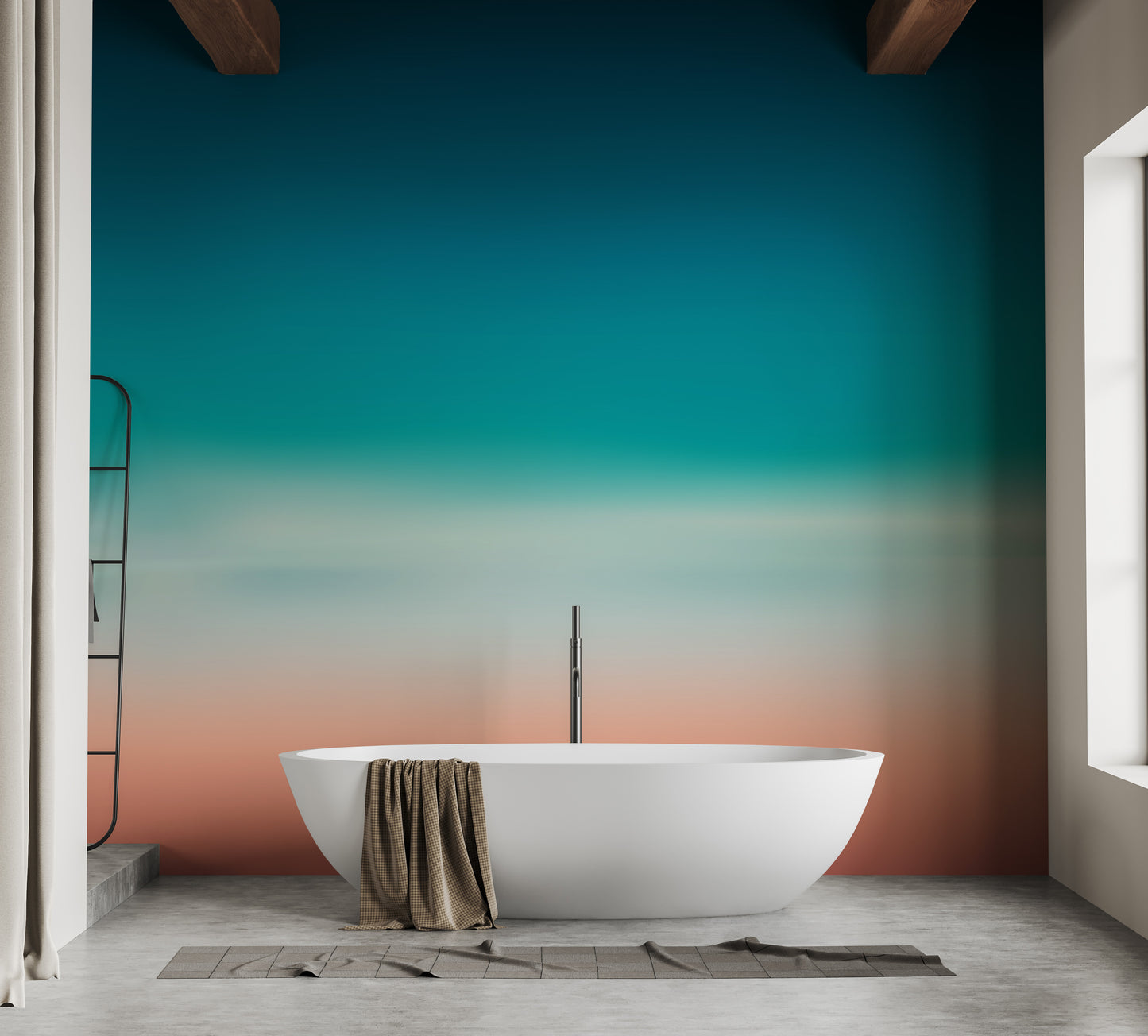 Blue and Pink Blurred Sea Ombre Wallpaper Mural