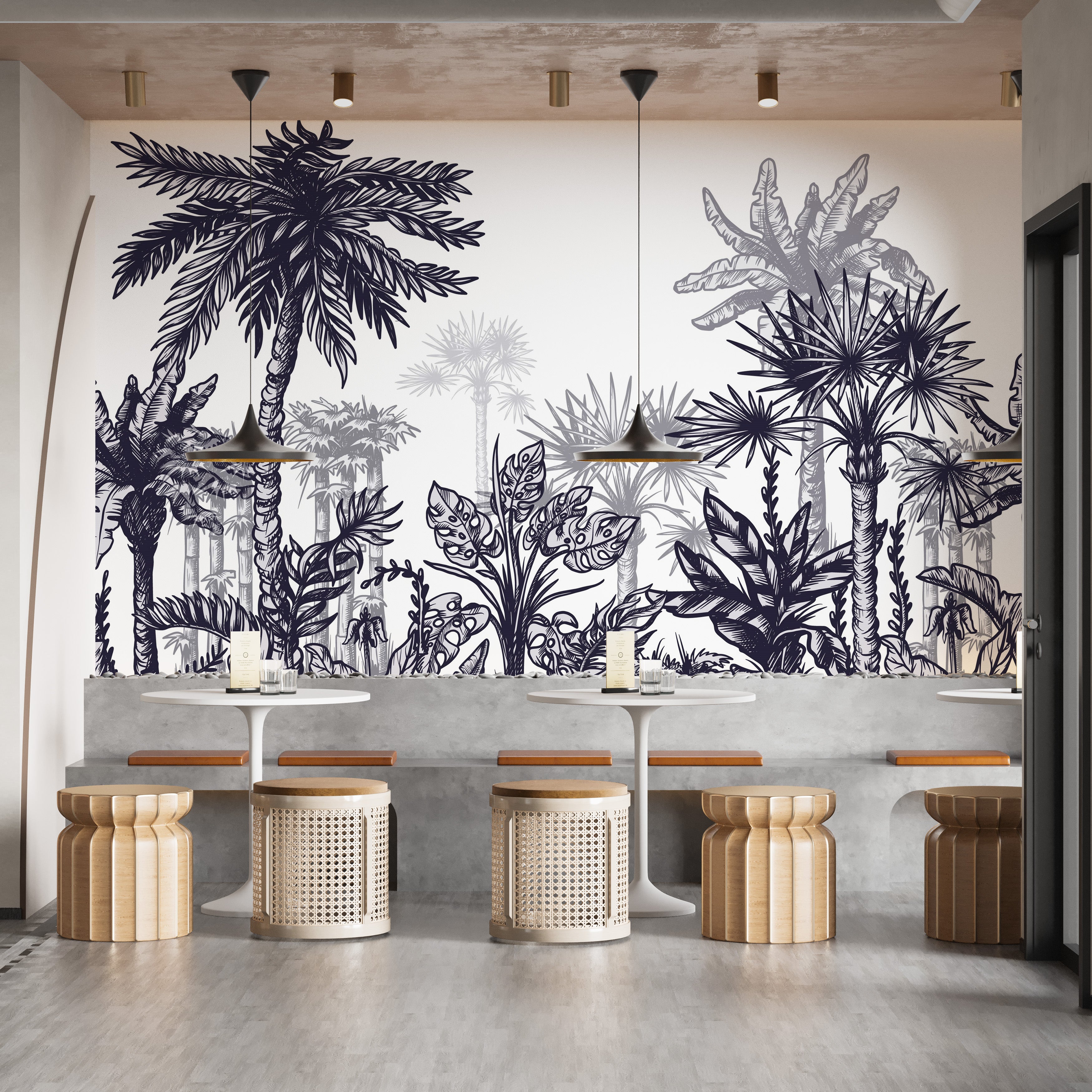 Oversized tropical tree wallpaper mural
