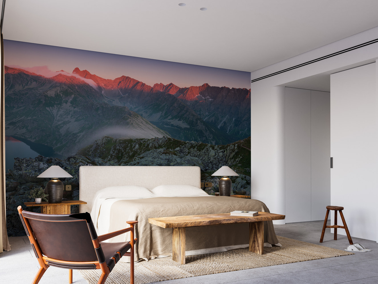 Slovakian mountain sunset wallpaper mural for walls