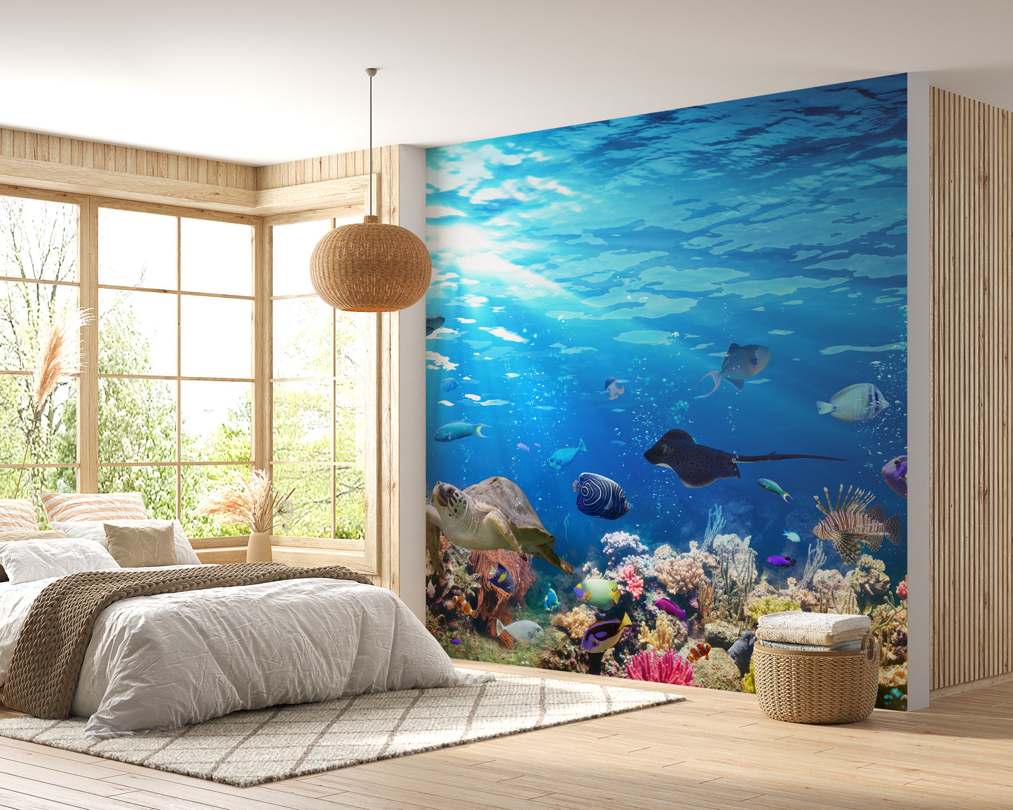 Deep Blue Sea Water with Corel Reef wallpaper Mural