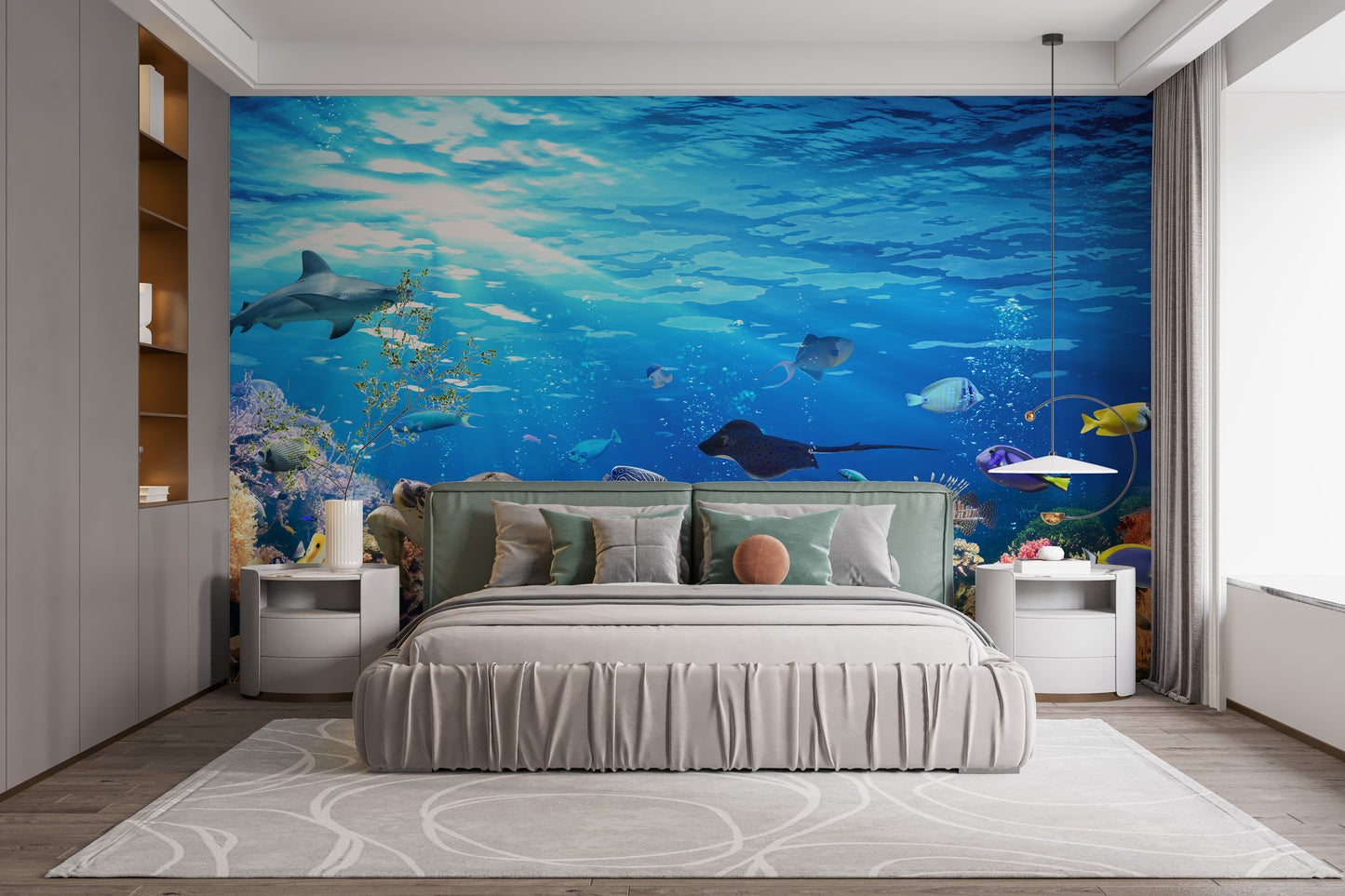 Deep Blue Sea Water with Corel Reef wallpaper Mural