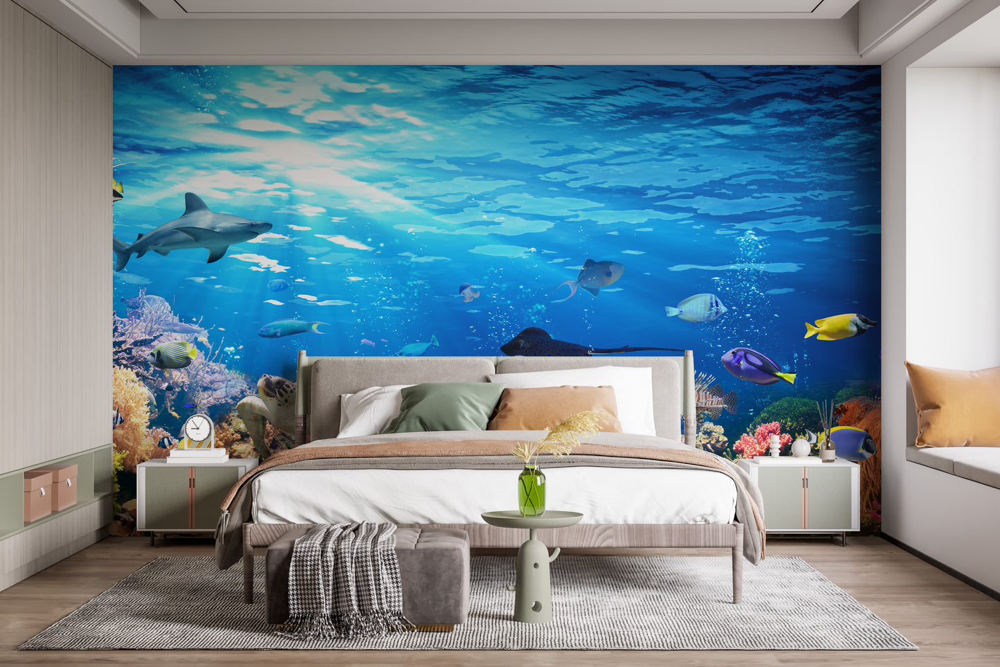 Deep Blue Sea Water with Corel Reef wallpaper Mural