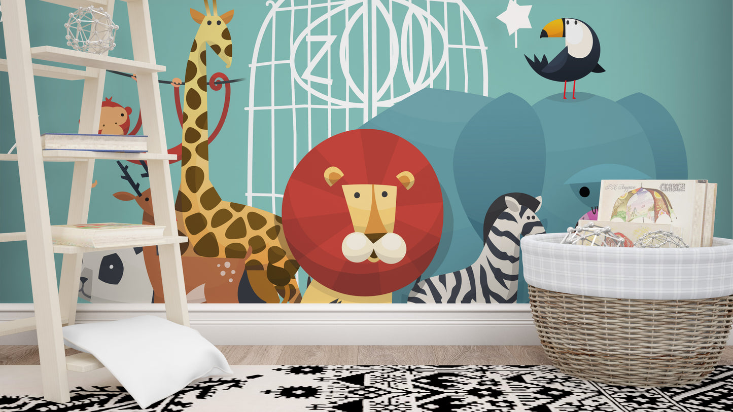 Zoo Animals Wallpaper Mural