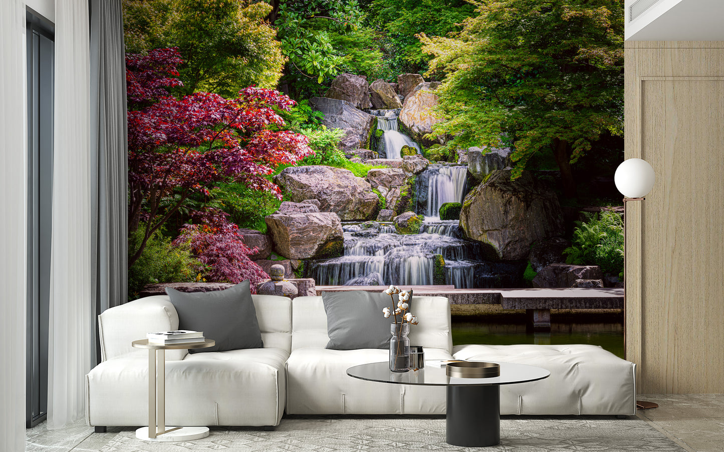 Garden Waterfall Nature Wallpaper Mural