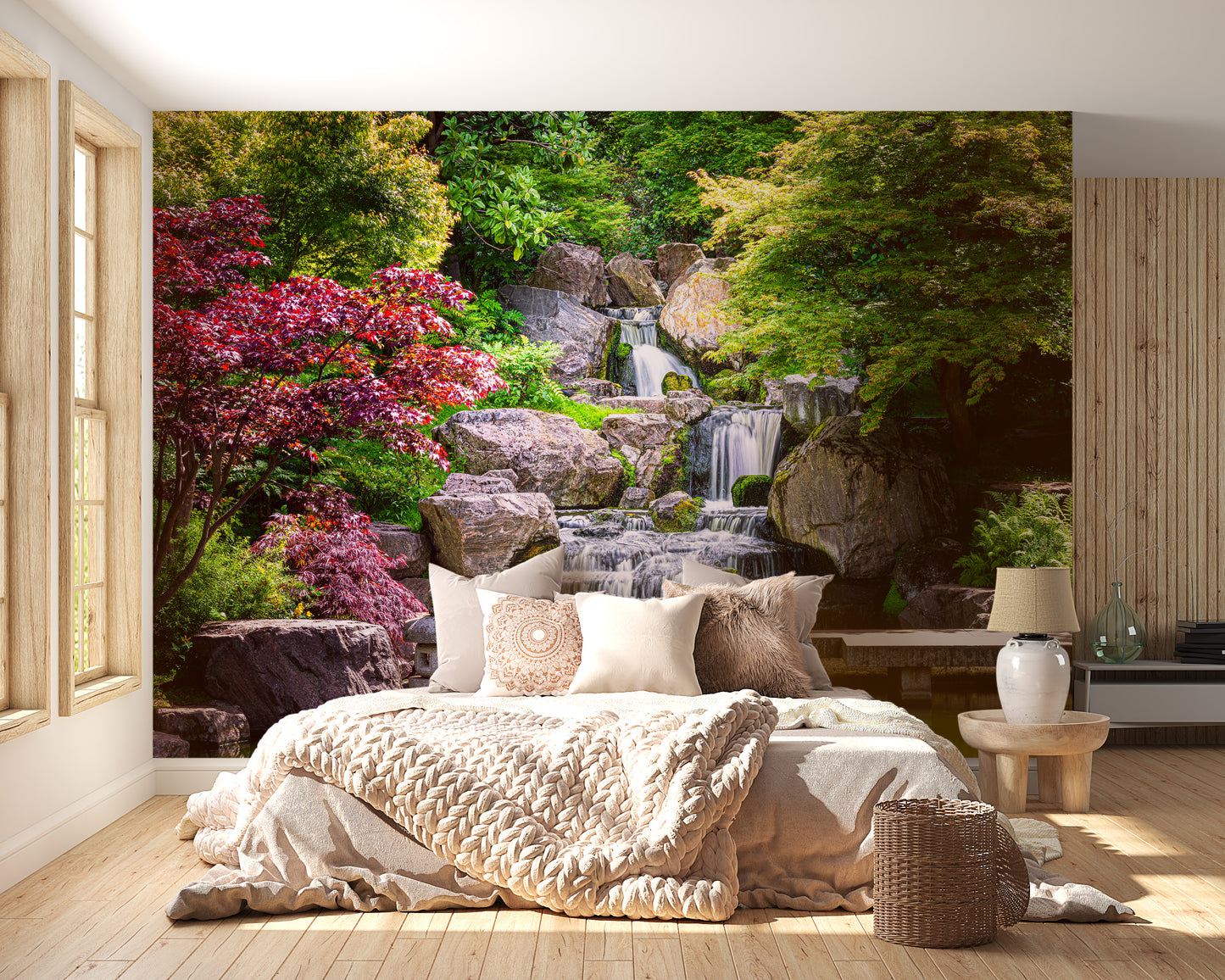 Garden Waterfall Nature Wallpaper Mural