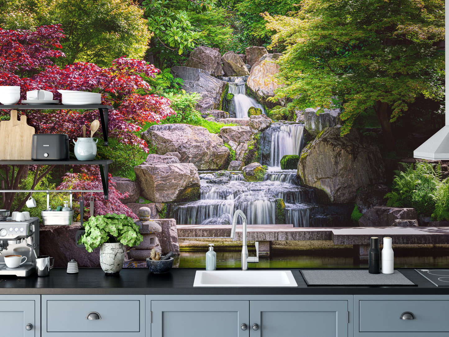 Garden Waterfall Nature Wallpaper Mural