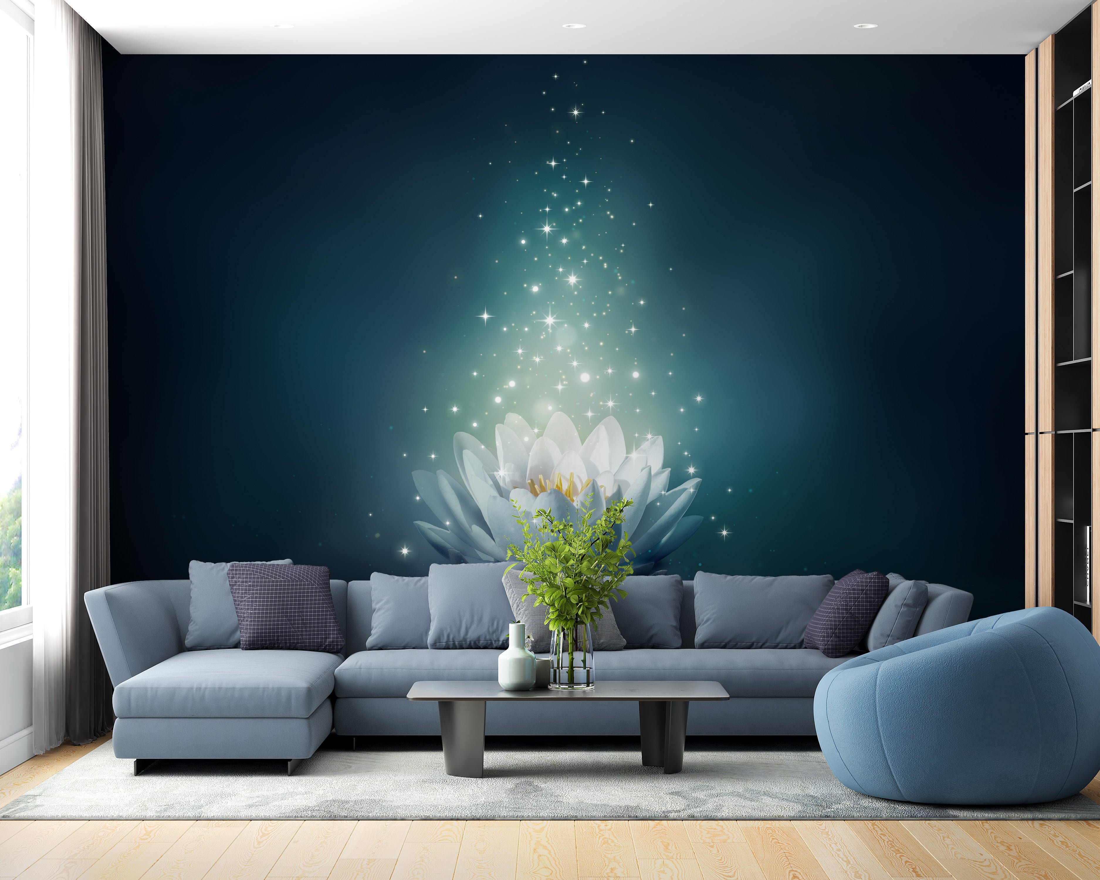 Elegant white lily wallpaper mural design