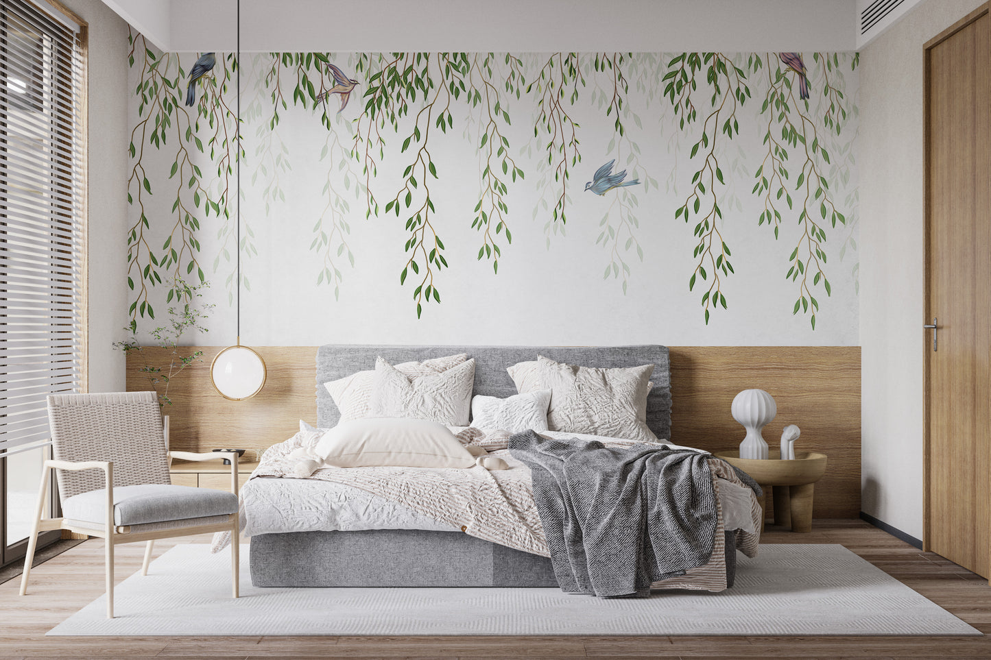 Willow Branches & Birds Wallpaper Mural