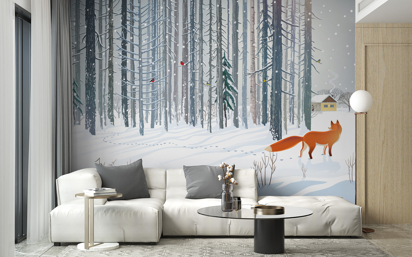 Winter Forest Fox Wallpaper Mural