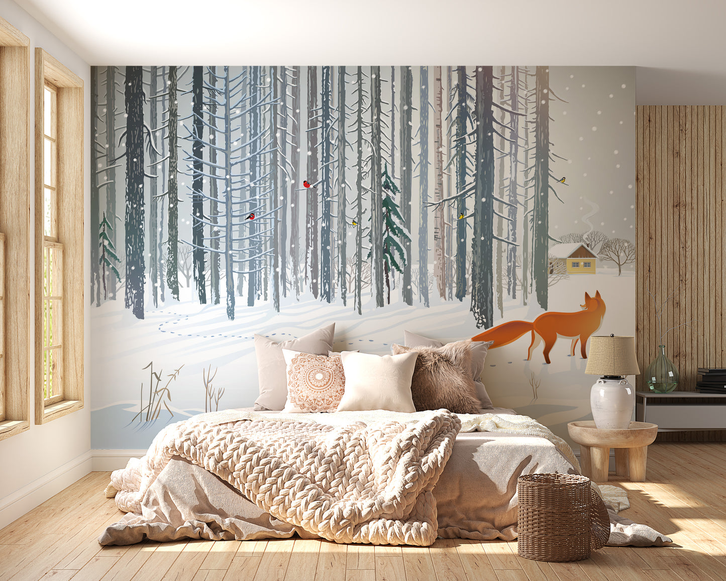 Winter Forest Fox Wallpaper Mural