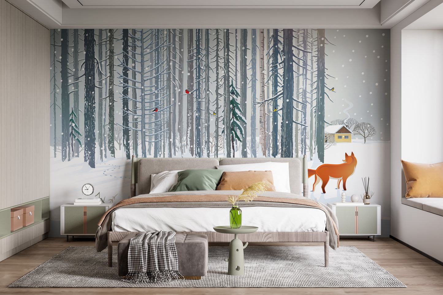 Winter Forest Fox Wallpaper Mural