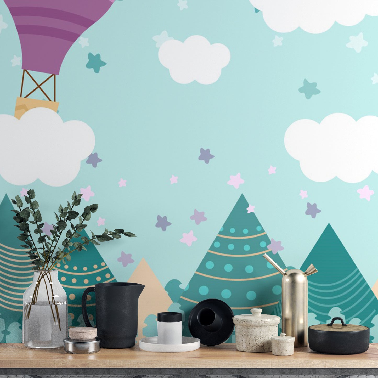 Hot Air Balloons Nursery Wallpaper Wall Mural