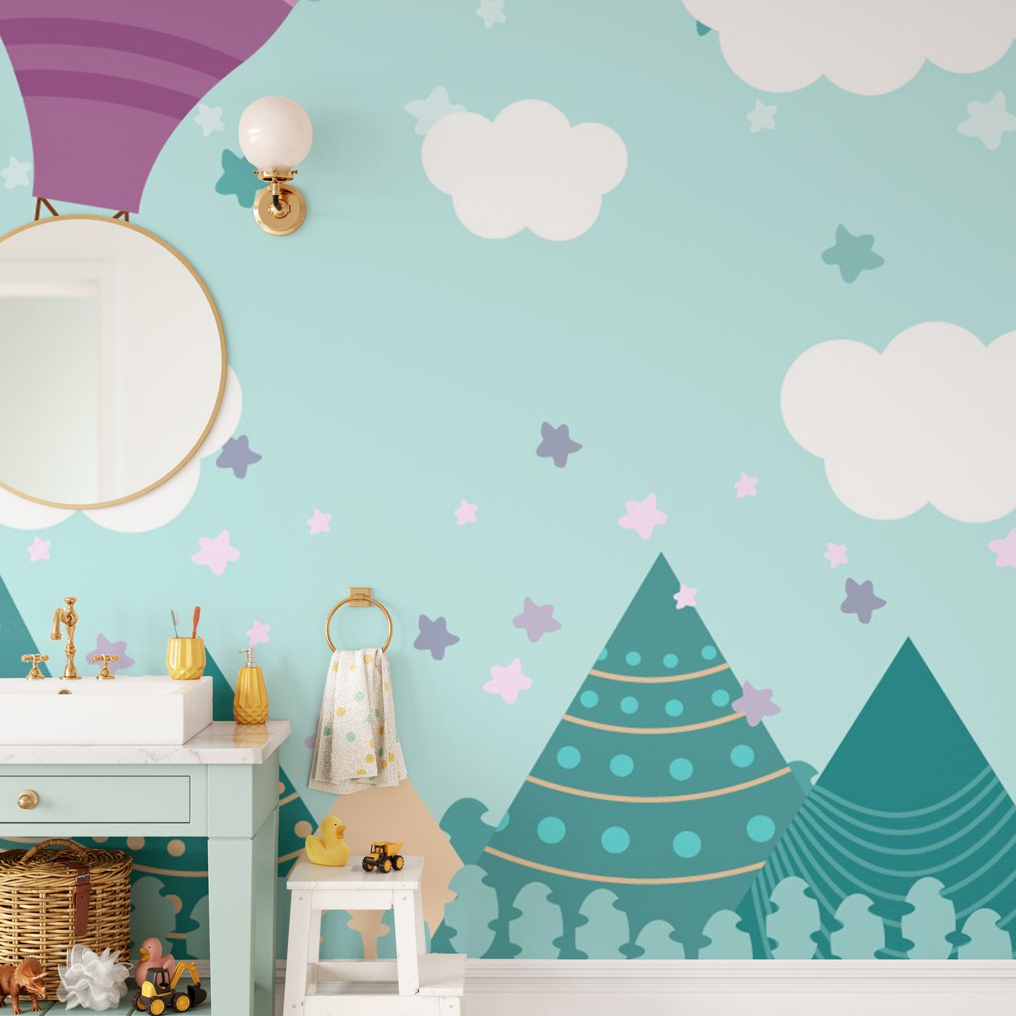 Hot Air Balloons Nursery Wallpaper Wall Mural