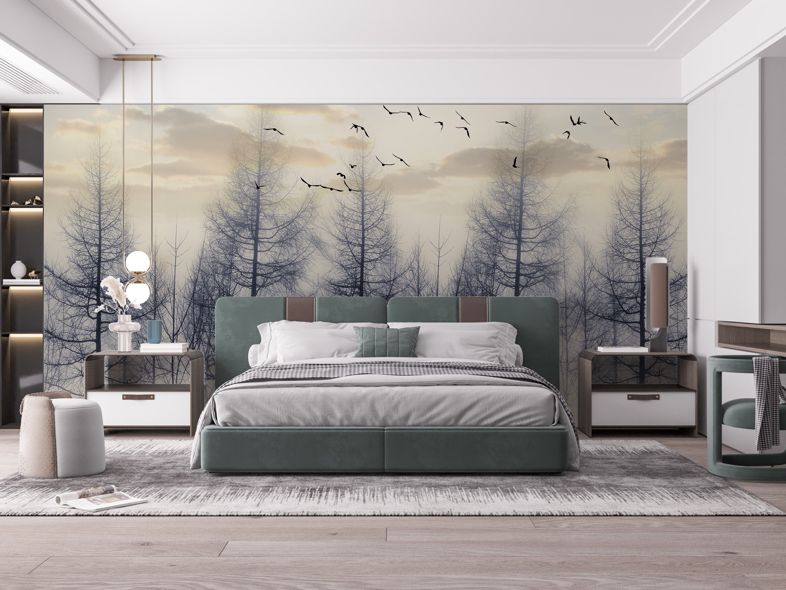 Eerie Foggy Forest Wallpaper for spooky bedrooms