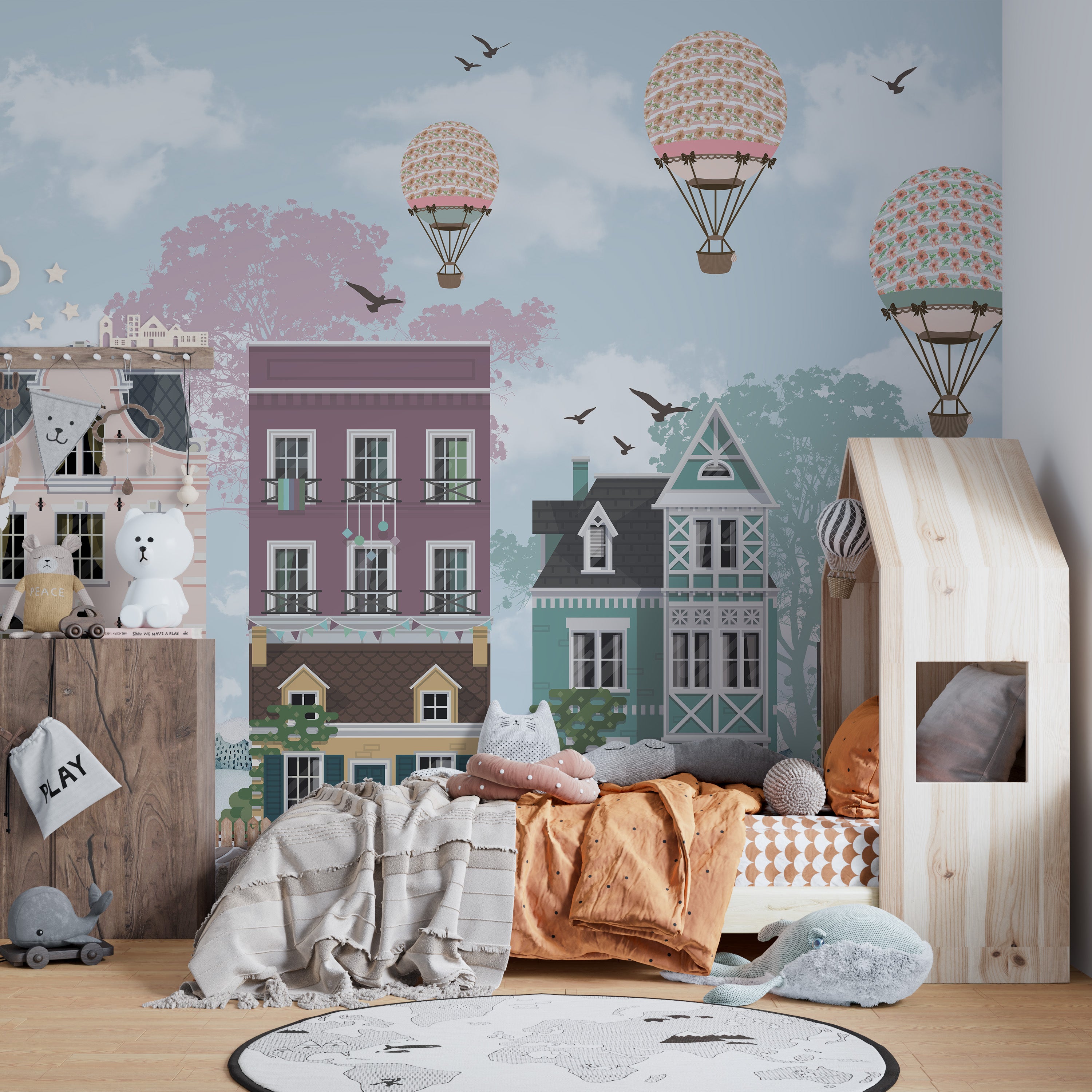 Funky City View wallpaper for play areas decor