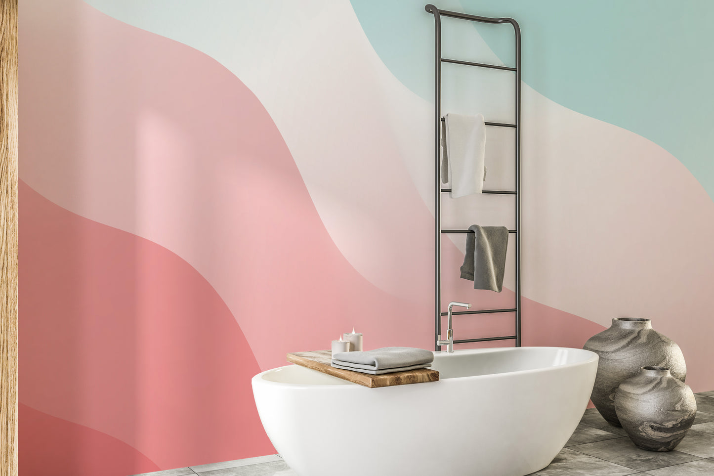 Serene bathroom decor with Vibrant Daze Wallpaper
