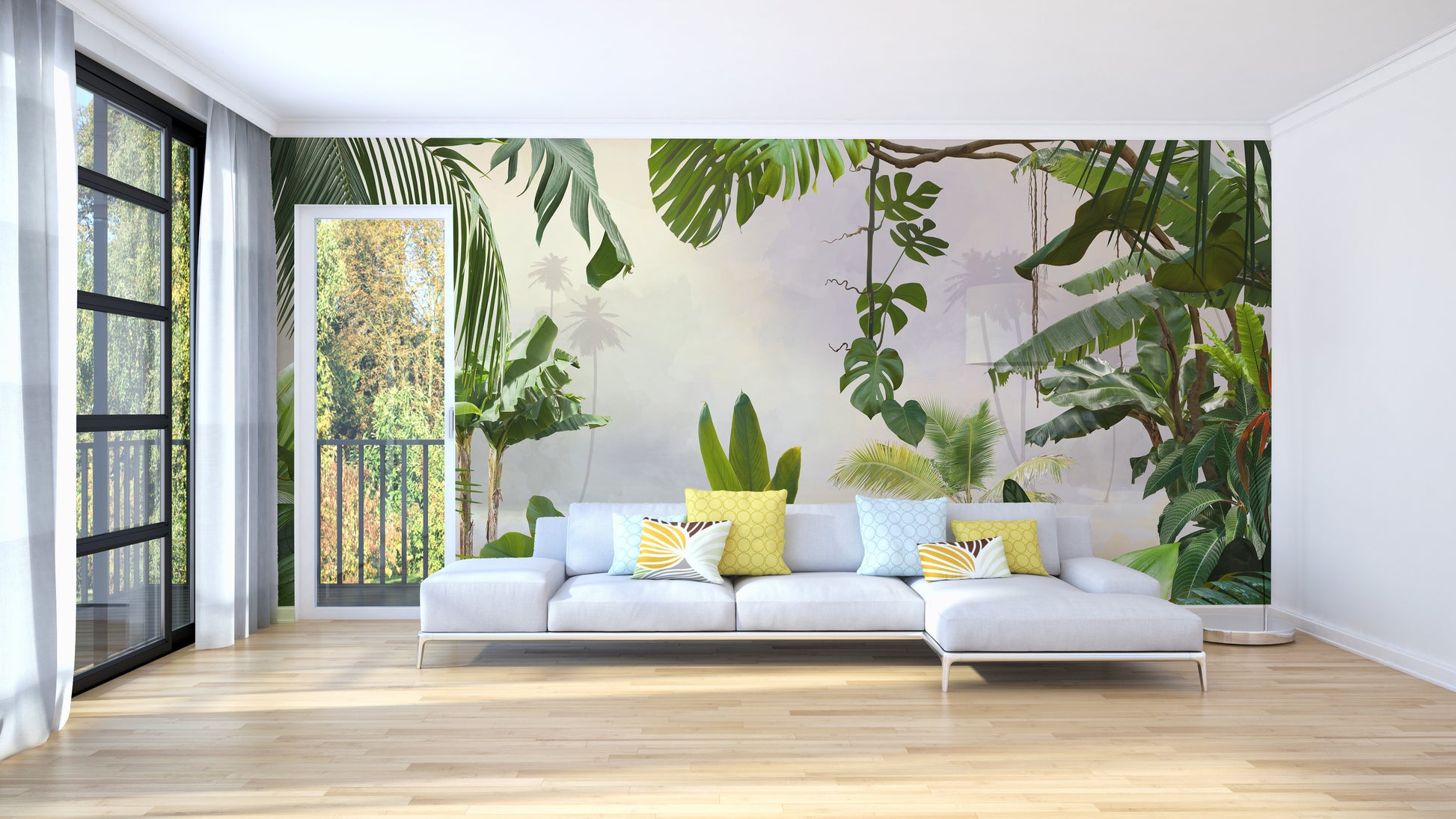 Palm leaves wallpaper for serene spaces