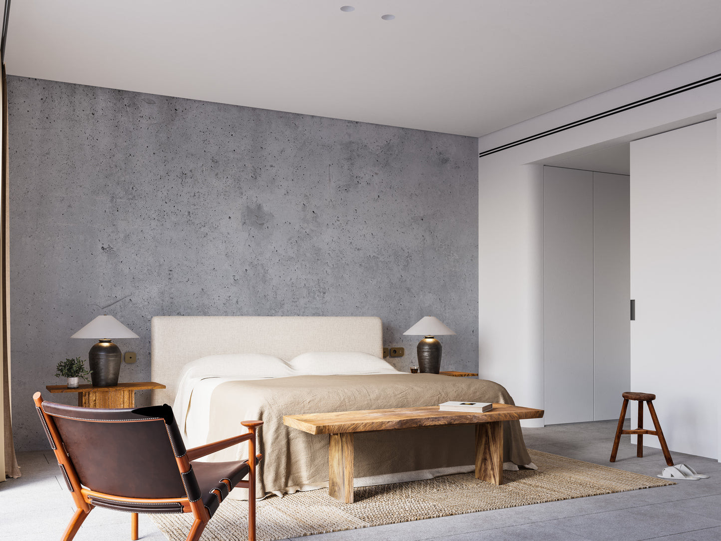 Gray concrete peel-and-stick wallpaper mural