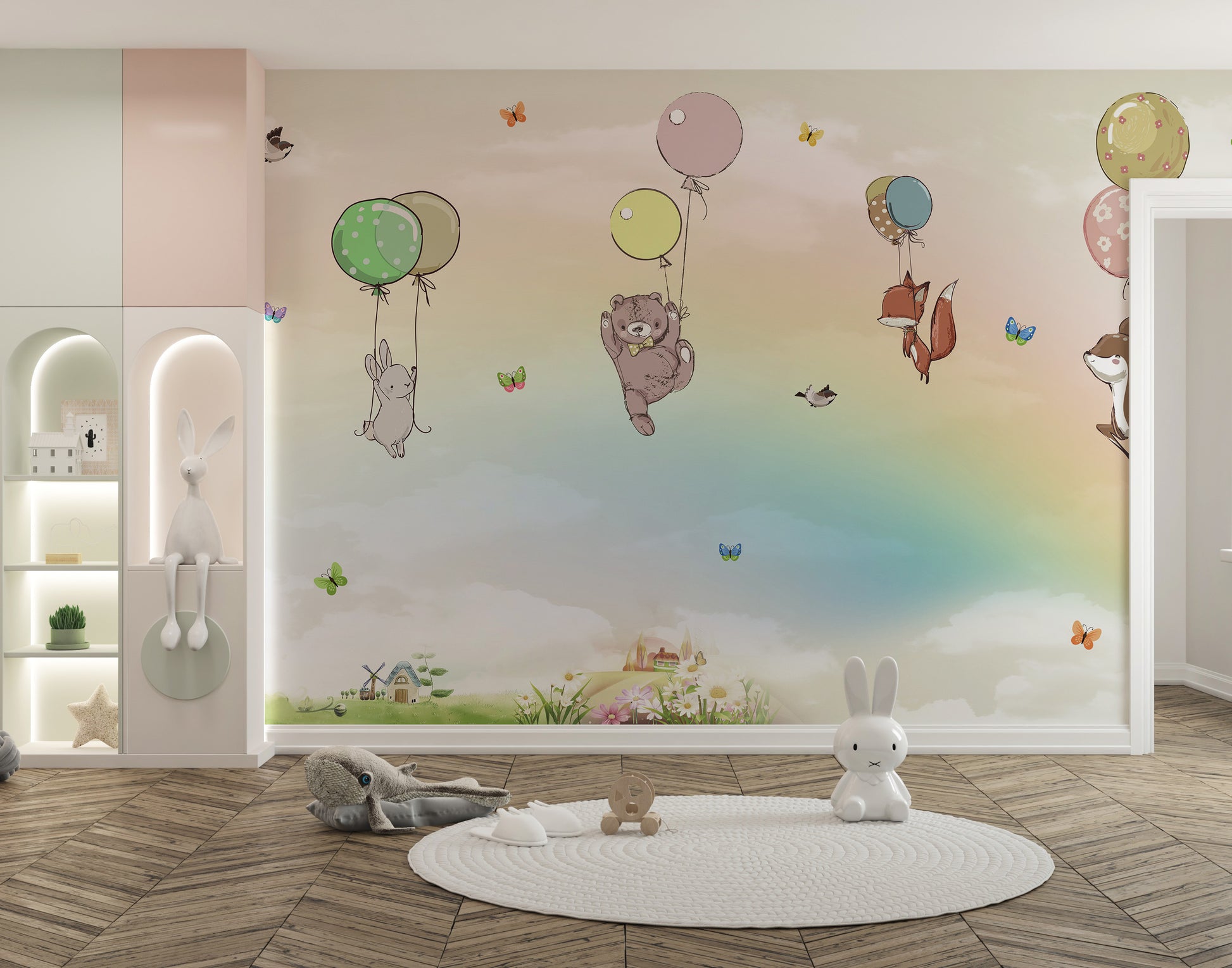 Pastel balloon animal wallpaper for walls